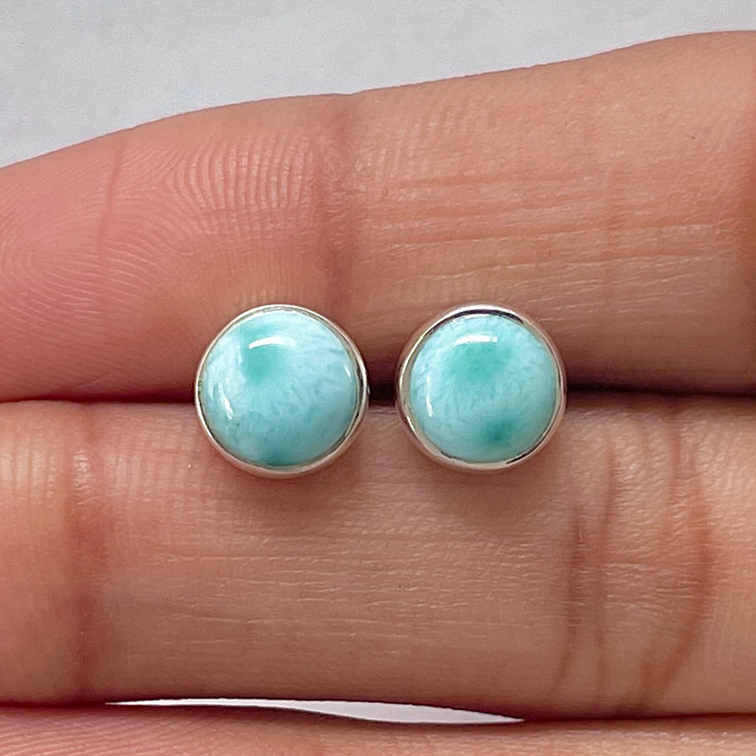 Larimar Stud Earring-(LAR-E-2827.)