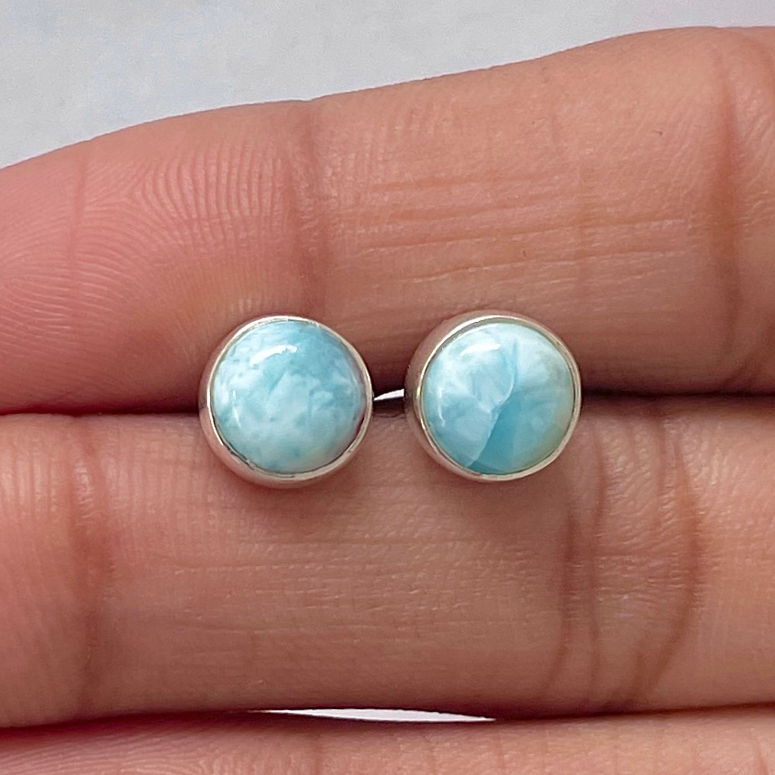 Larimar Stud Earring-(LAR-E-2829.)