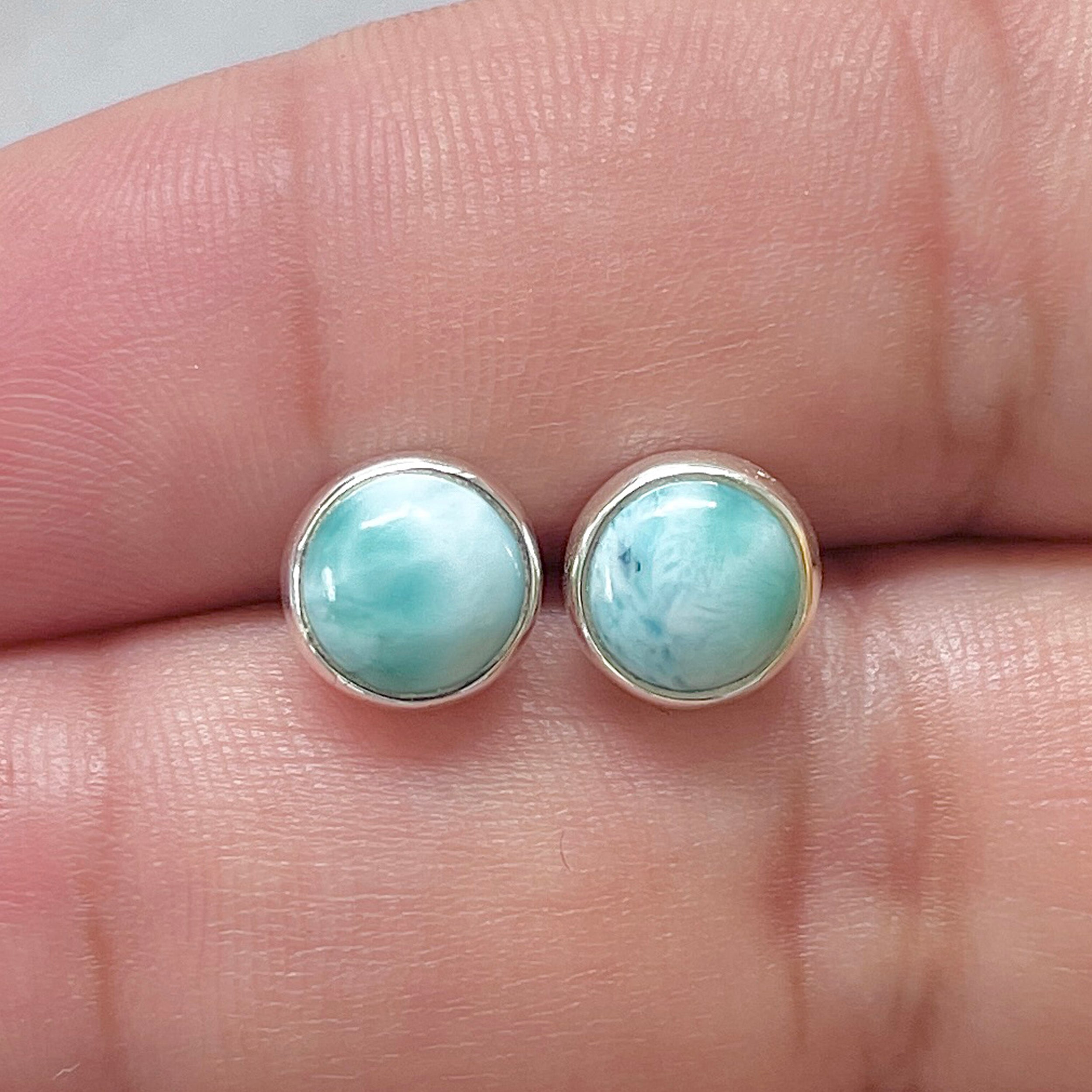 Larimar Stud Earring-(LAR-E-2835.)