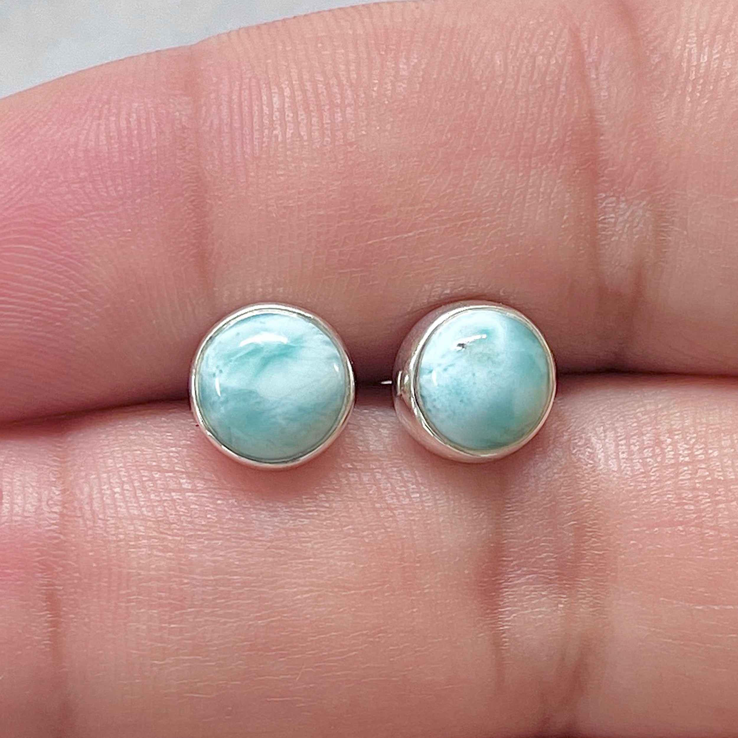 Larimar Stud Earring-(LAR-E-2837.)