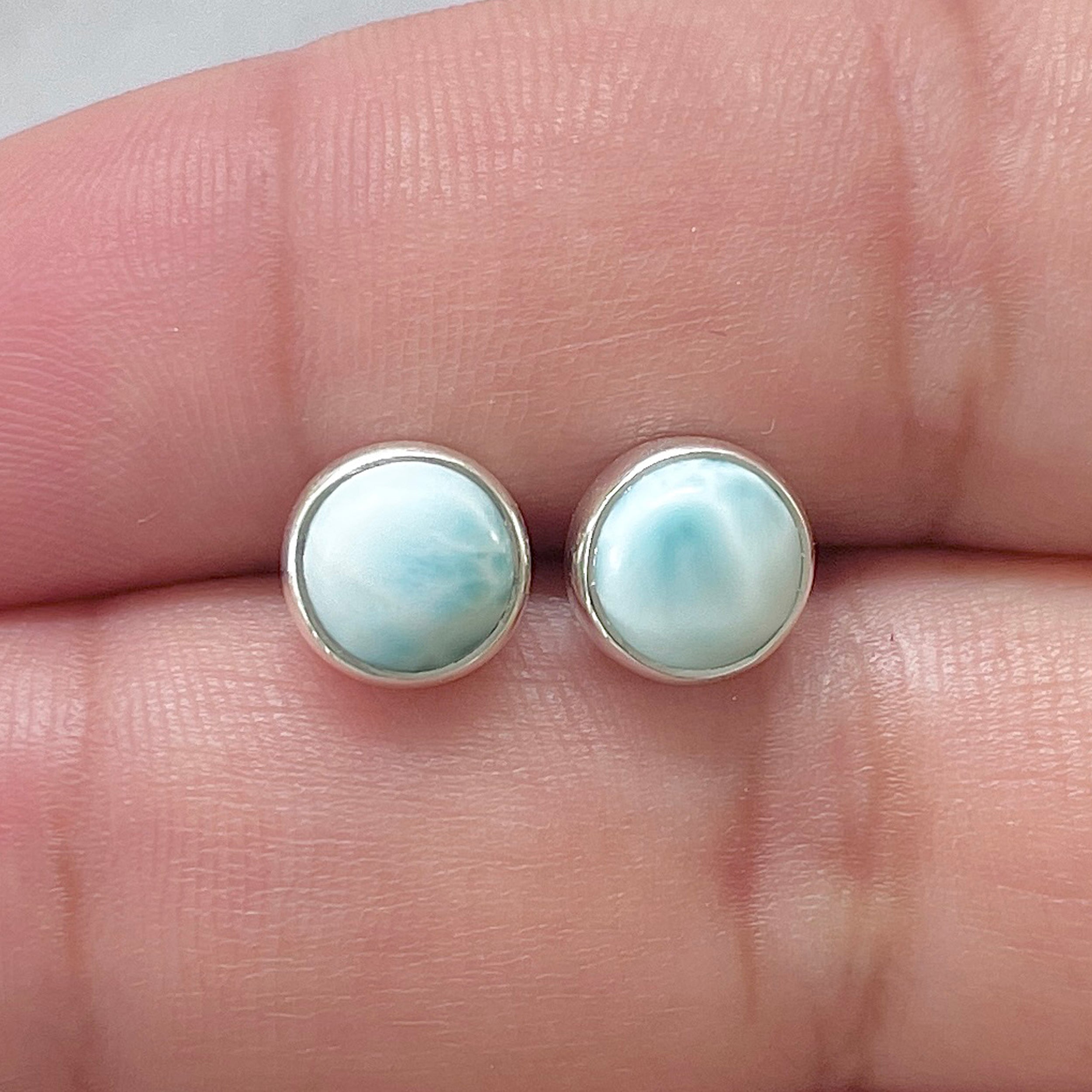 Larimar Stud Earring-(LAR-E-2841.)