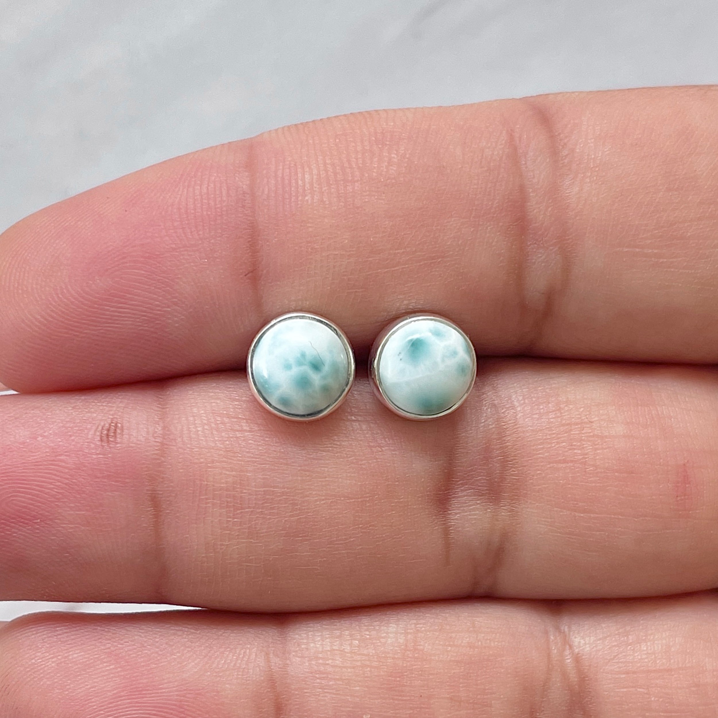 Larimar Stud Earring-(LAR-E-2842.)
