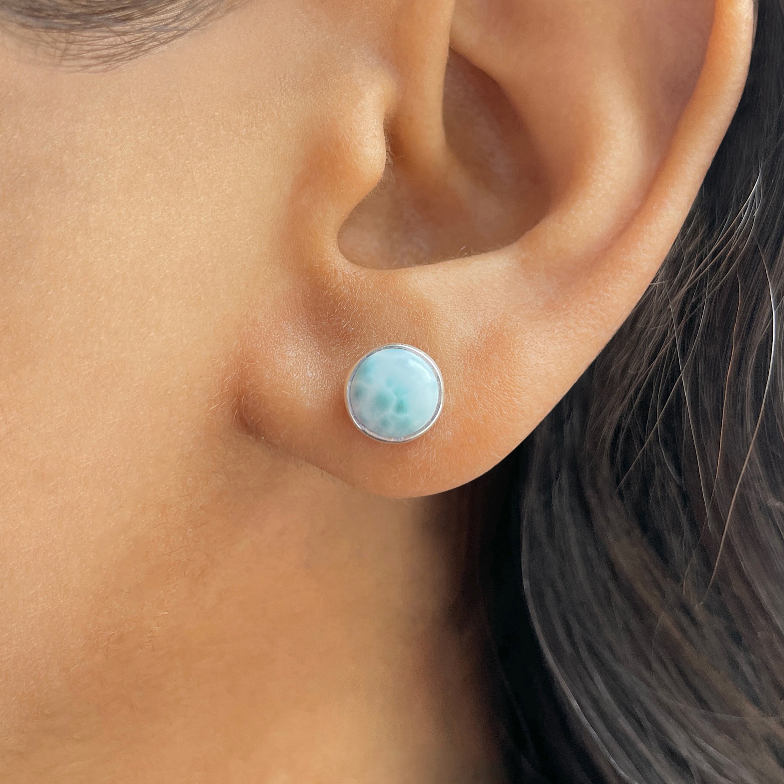 Larimar Stud Earring-(LAR-E-2842.)