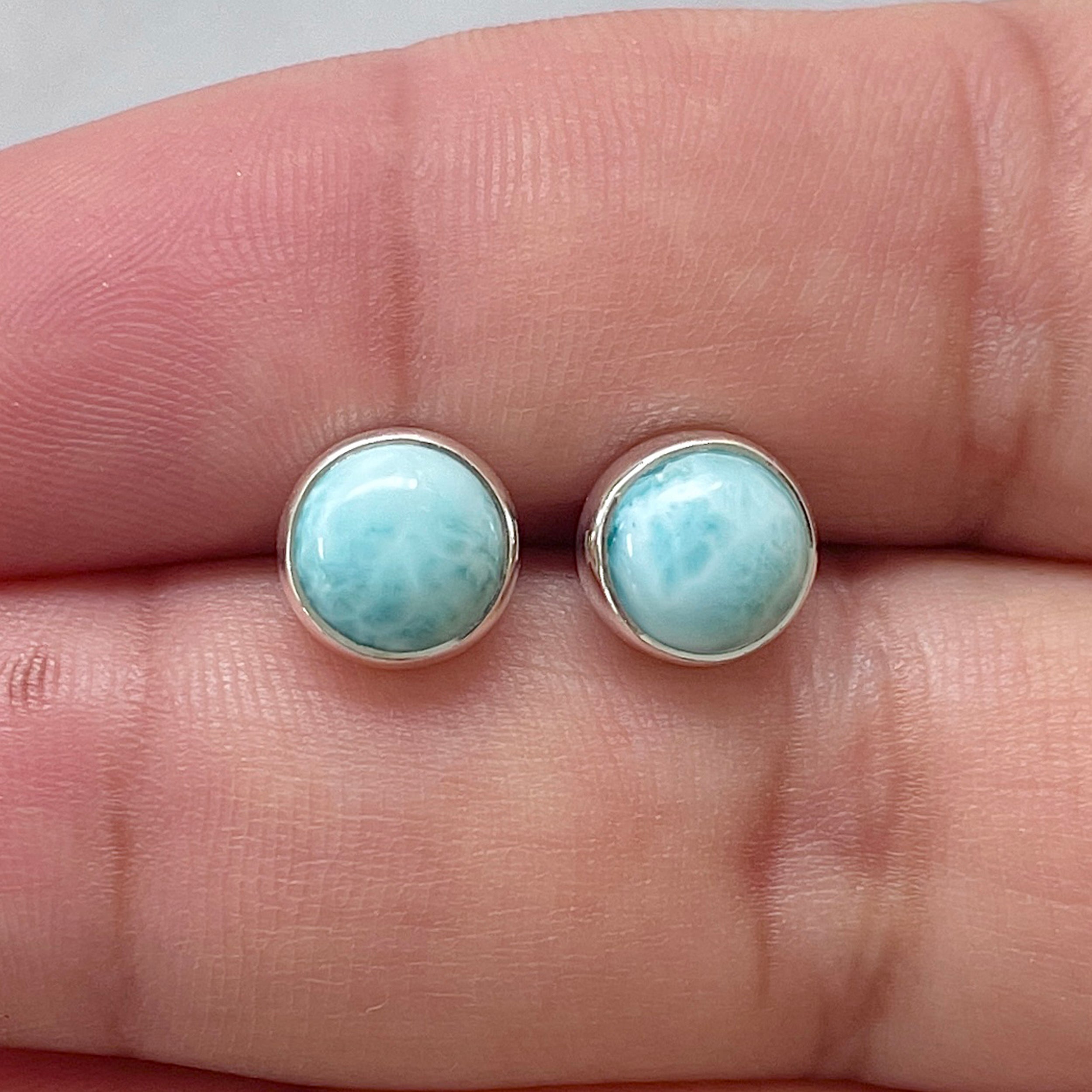 Larimar Stud Earring-(LAR-E-2853.)