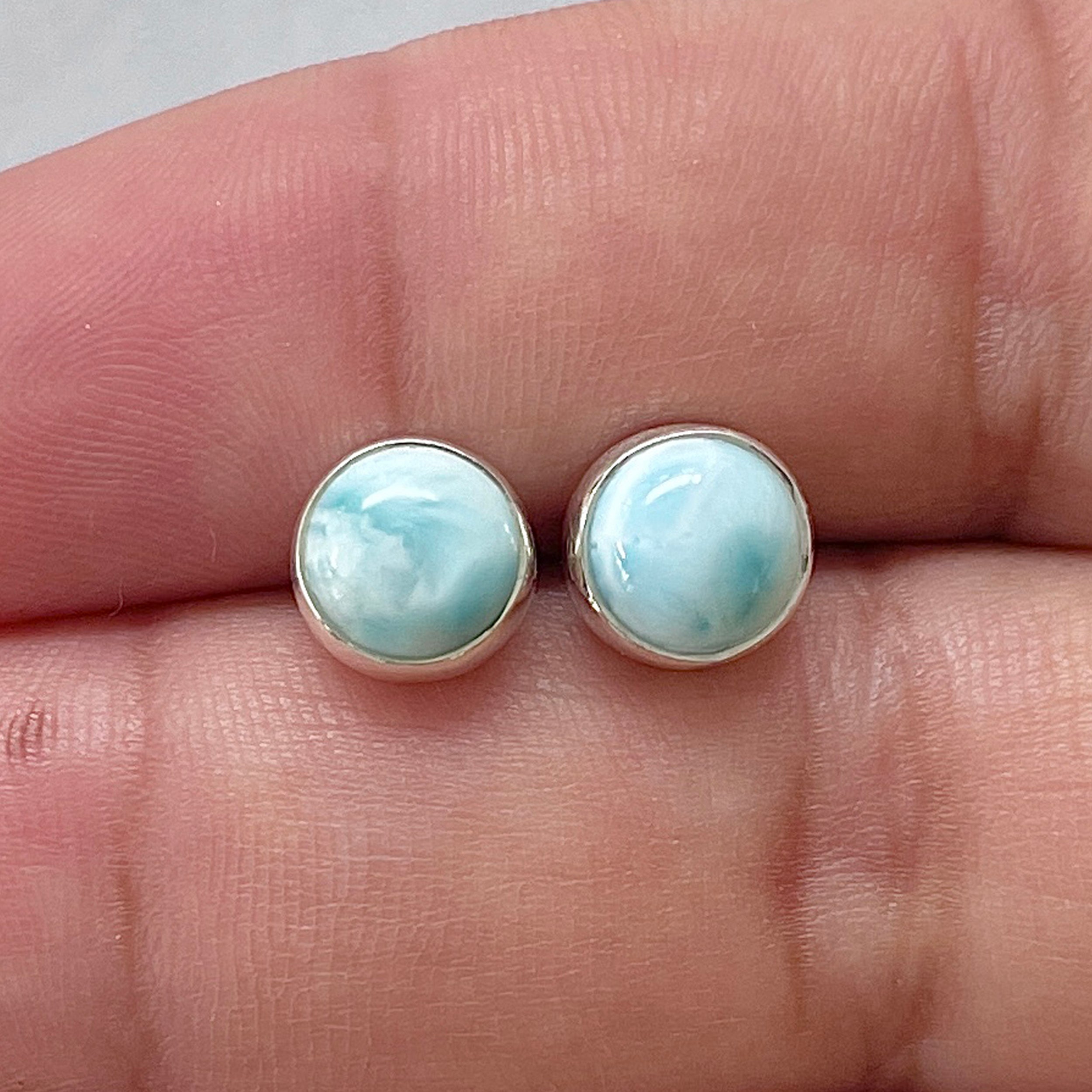 Larimar Stud Earring-(LAR-E-2858.)