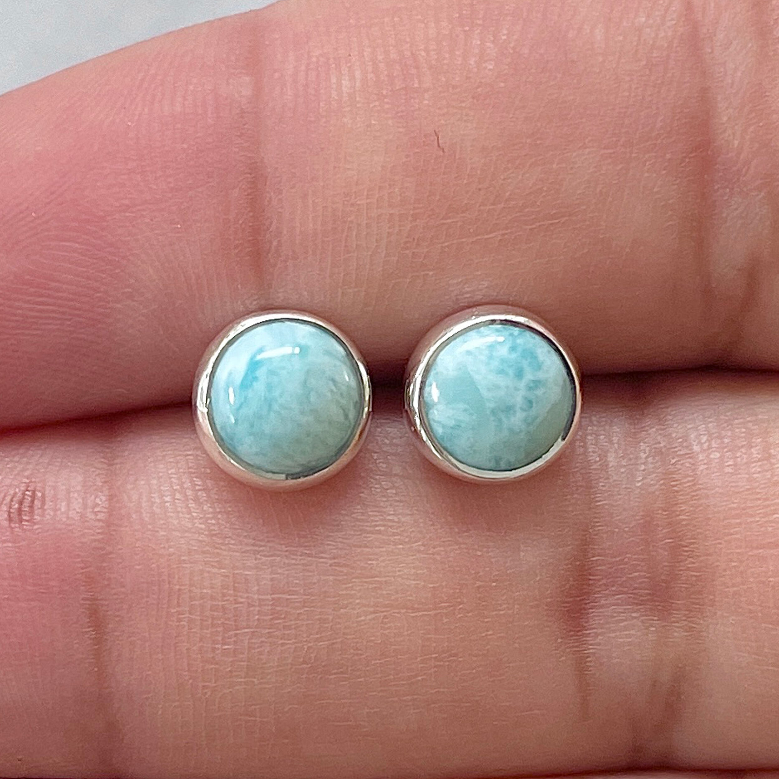 Larimar Stud Earring-(LAR-E-2859.)