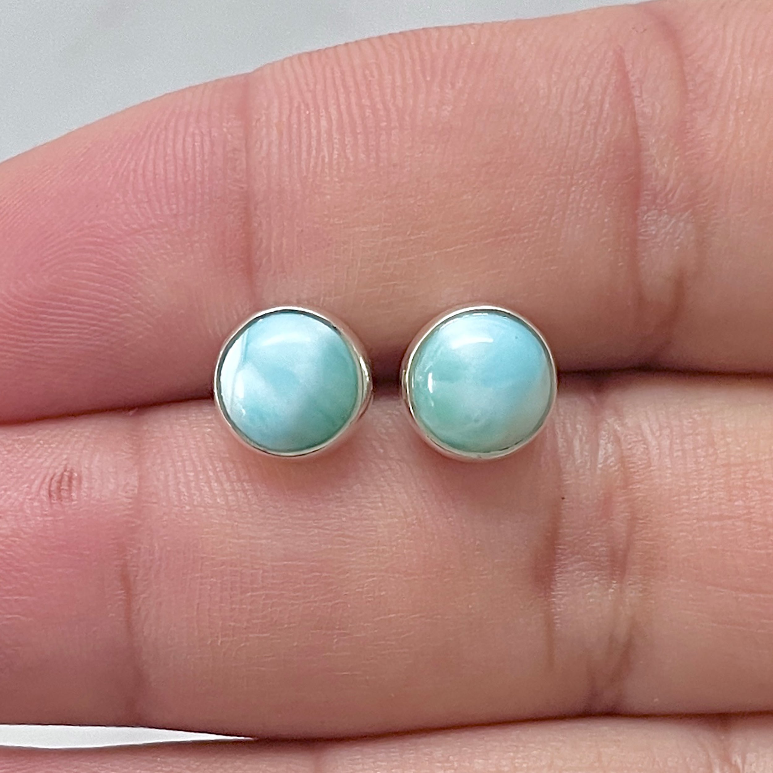 Larimar Stud Earring-(LAR-E-2862.)