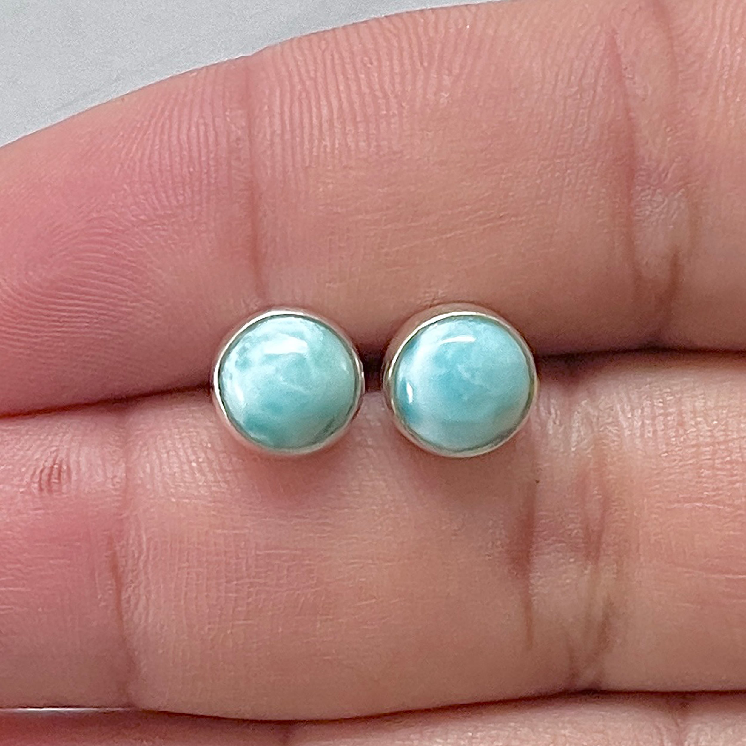 Larimar Stud Earring-(LAR-E-2865.)