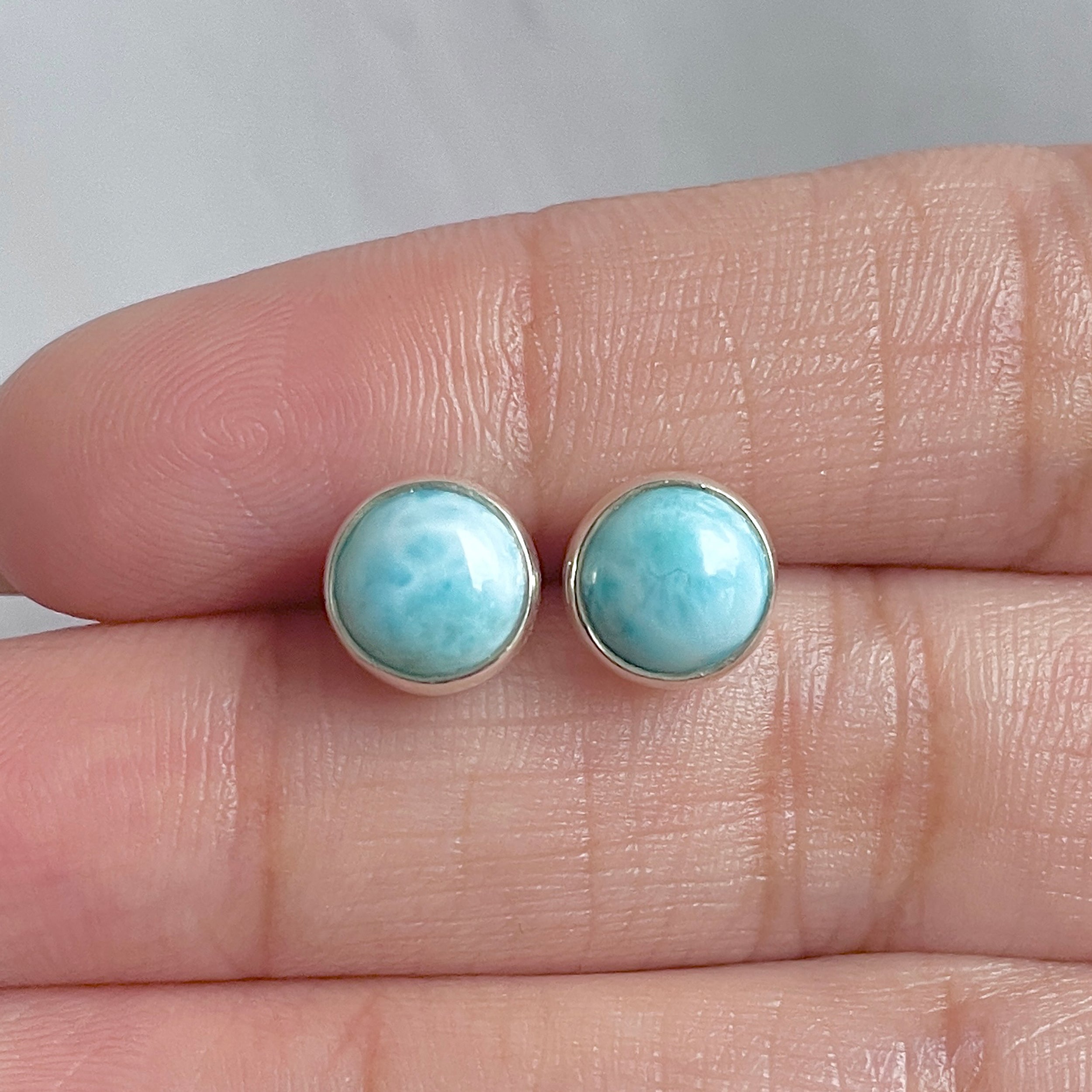 Larimar Stud Earring-(LAR-E-2866.)