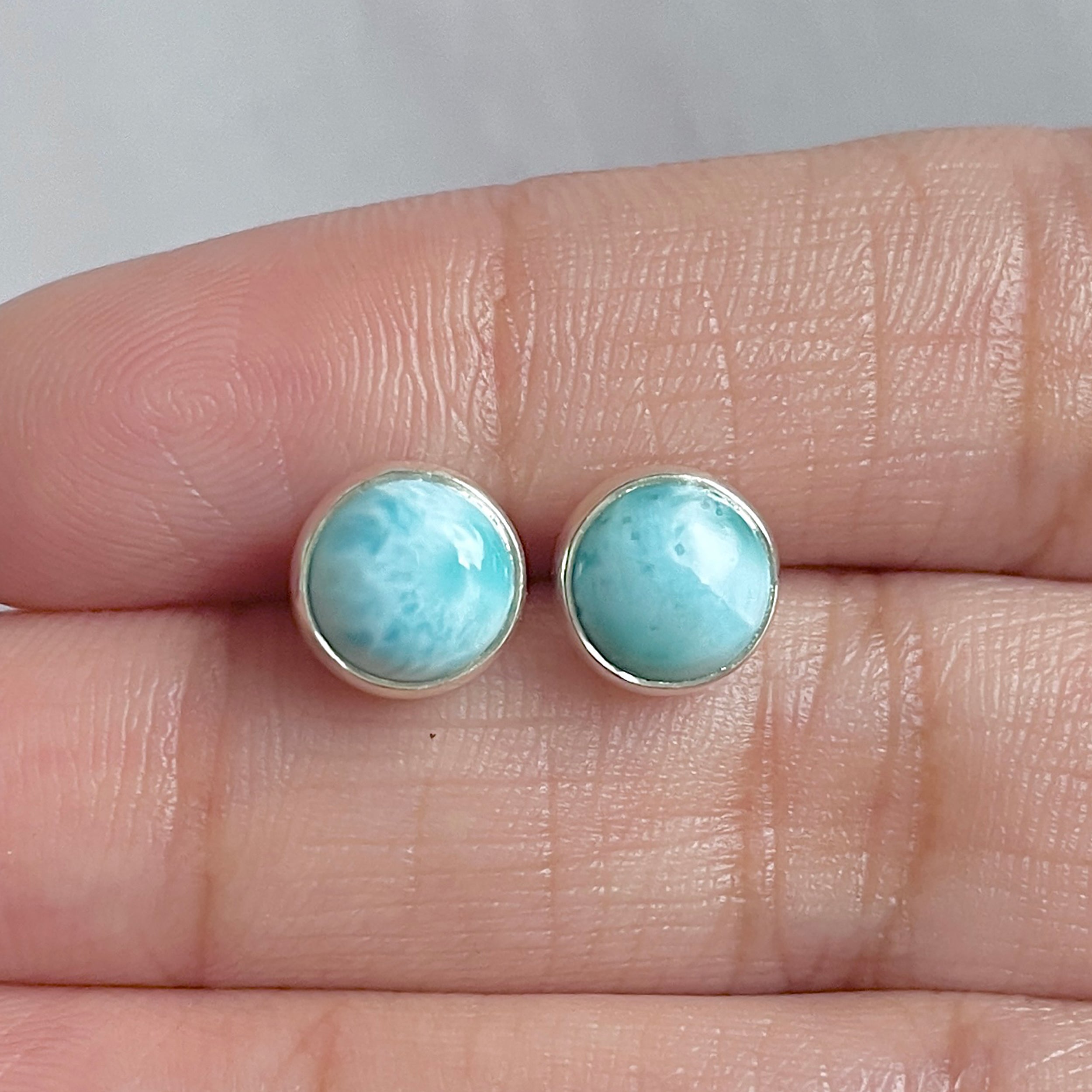 Larimar Stud Earring-(LAR-E-2867.)