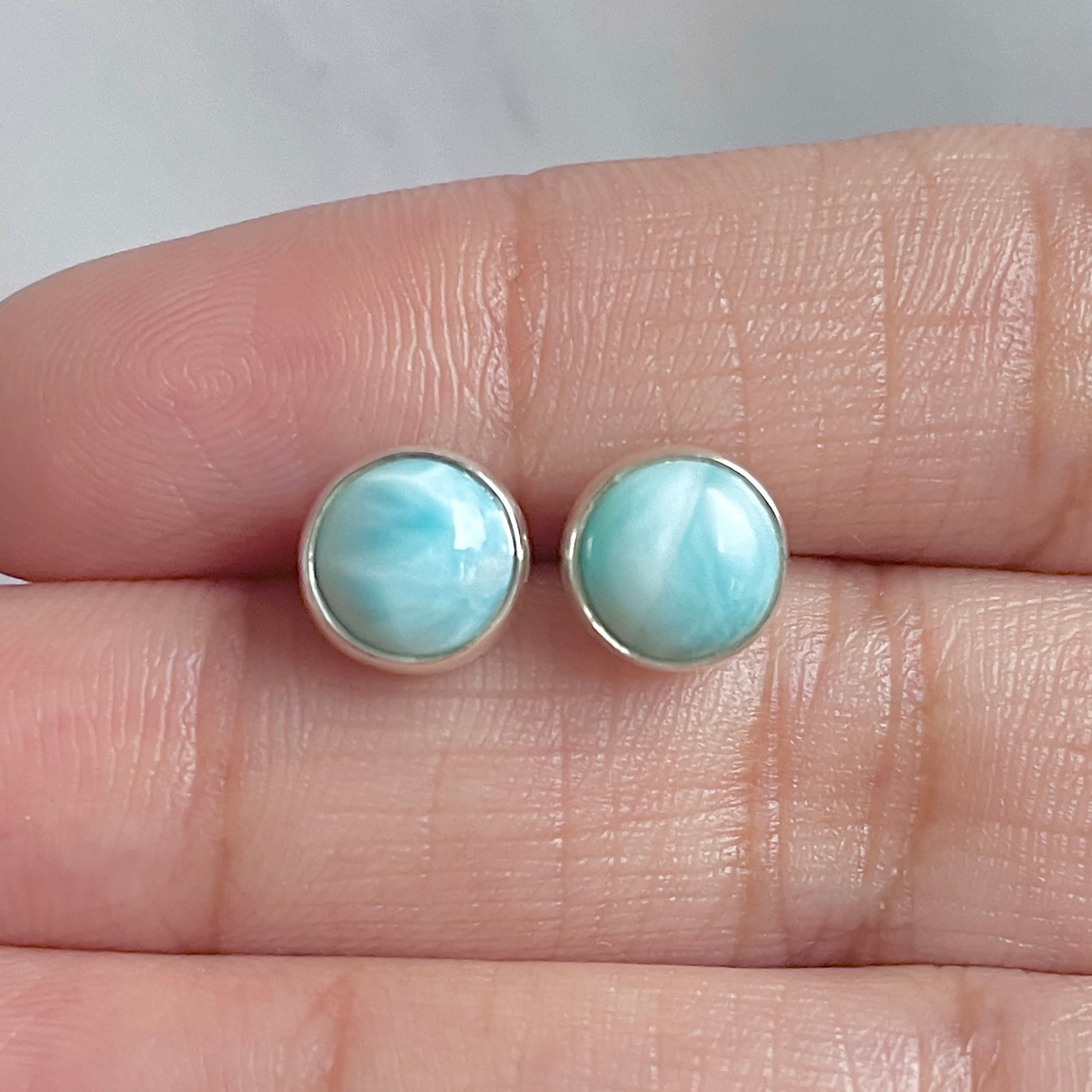 Larimar Stud Earring-(LAR-E-2868.)