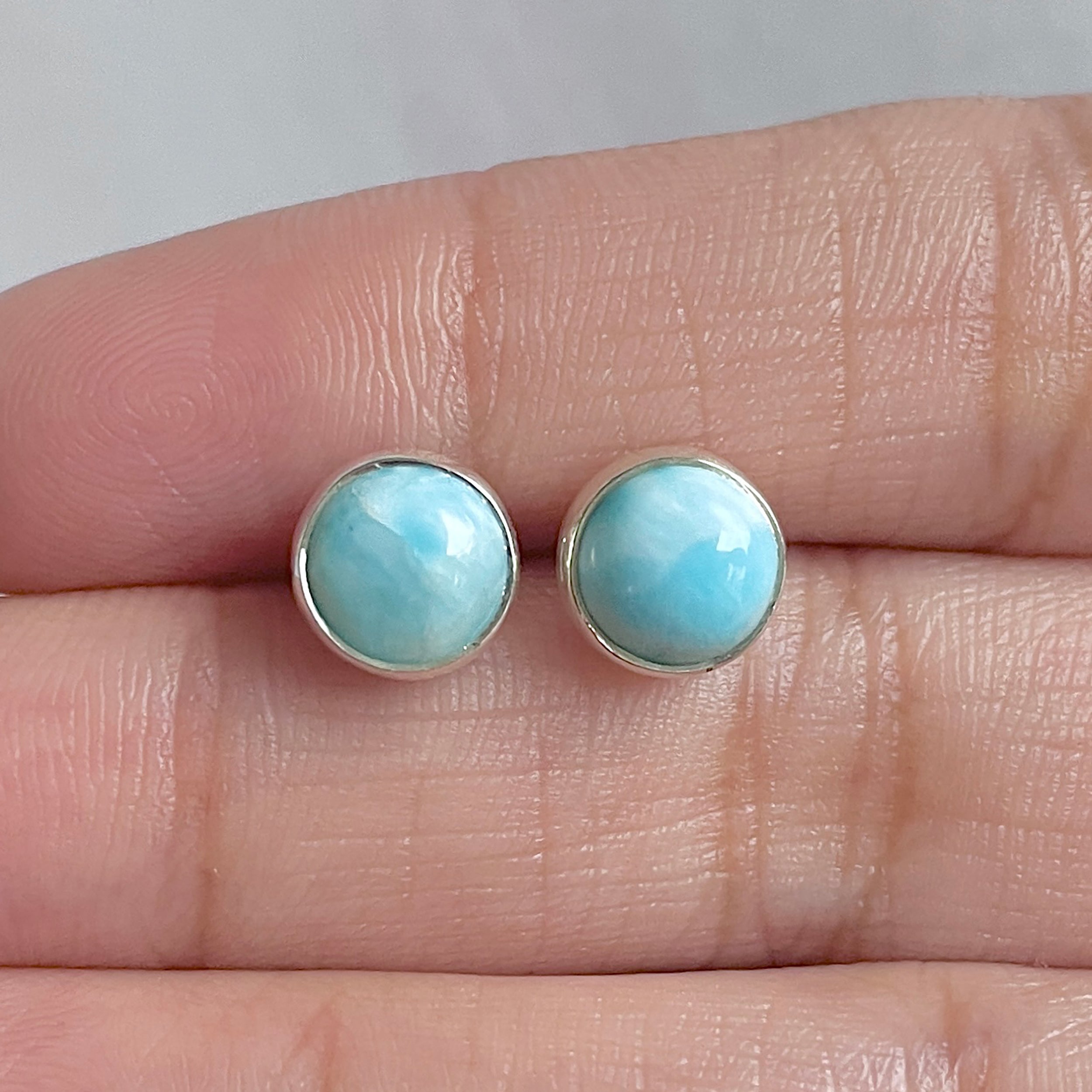 Larimar Stud Earring-(LAR-E-2869.)