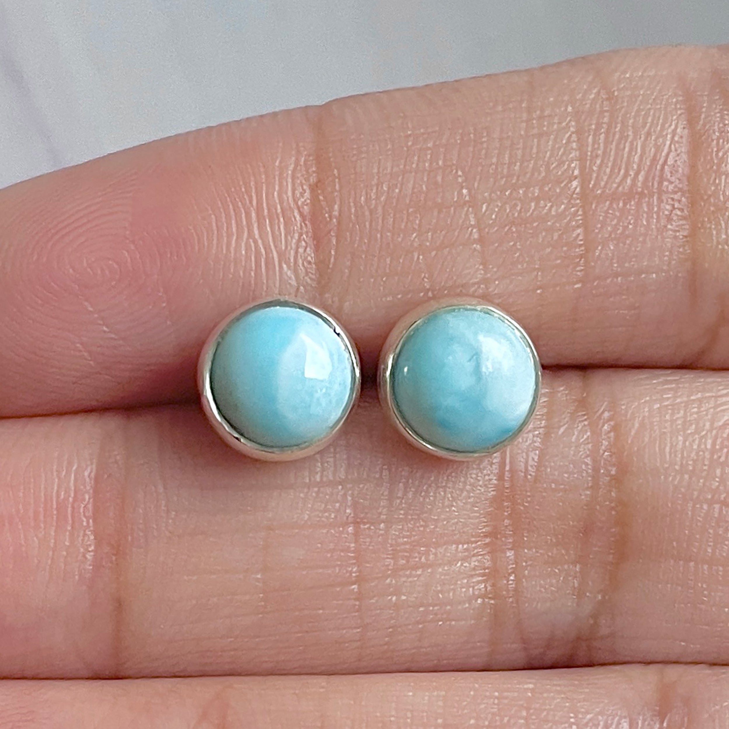 Larimar Stud Earring-(LAR-E-2870.)
