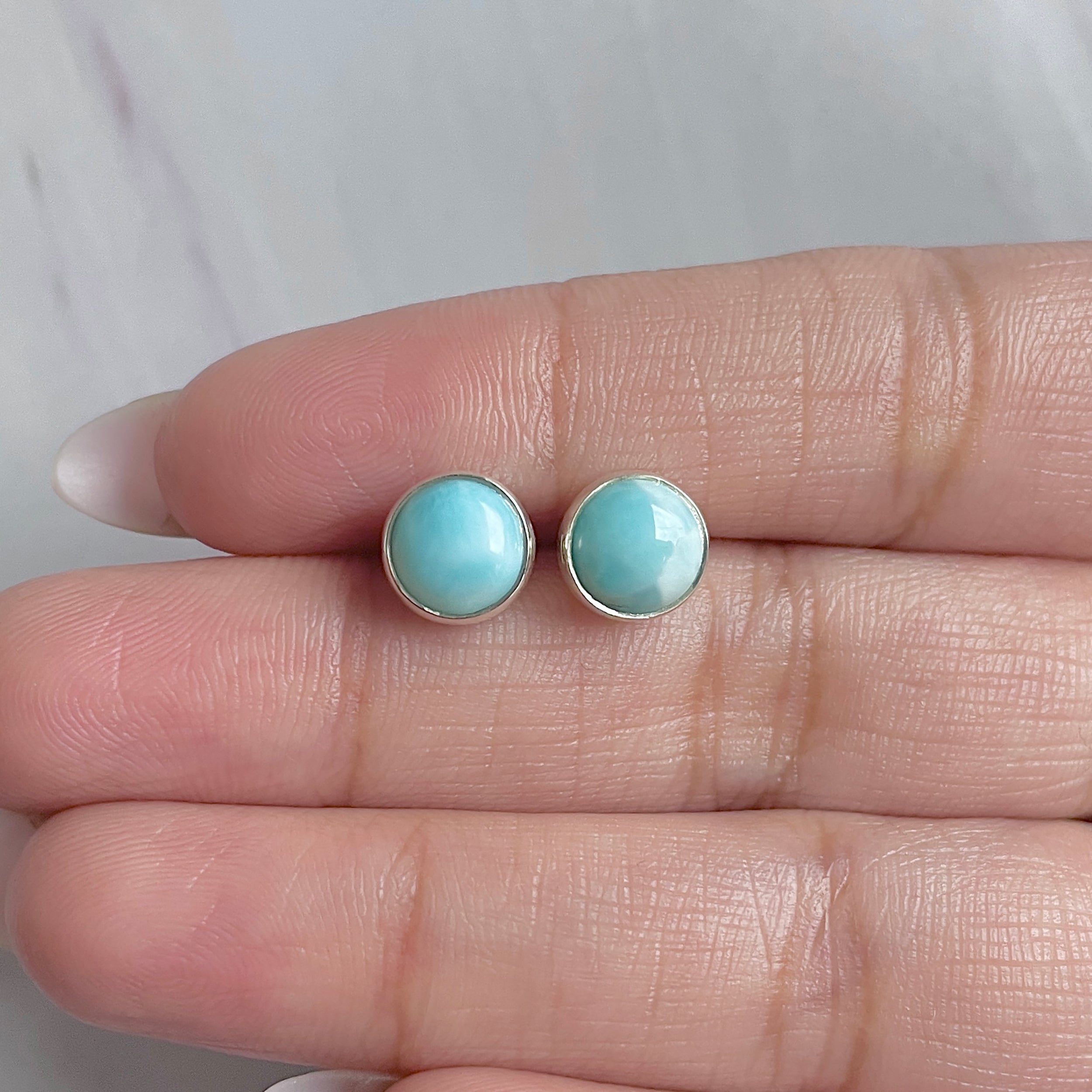 Larimar Stud Earring-(LAR-E-2871.)