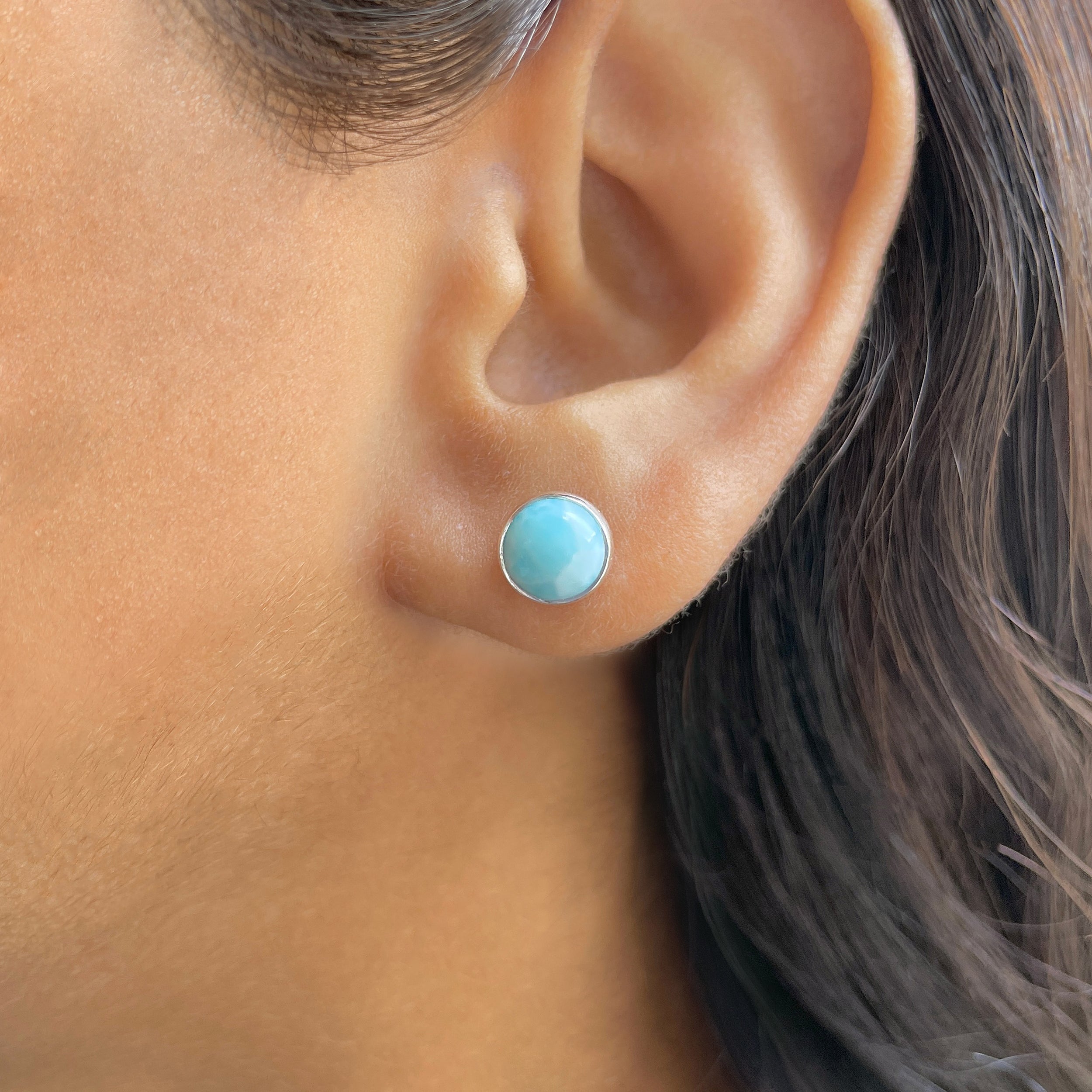 Larimar Stud Earring-(LAR-E-2871.)