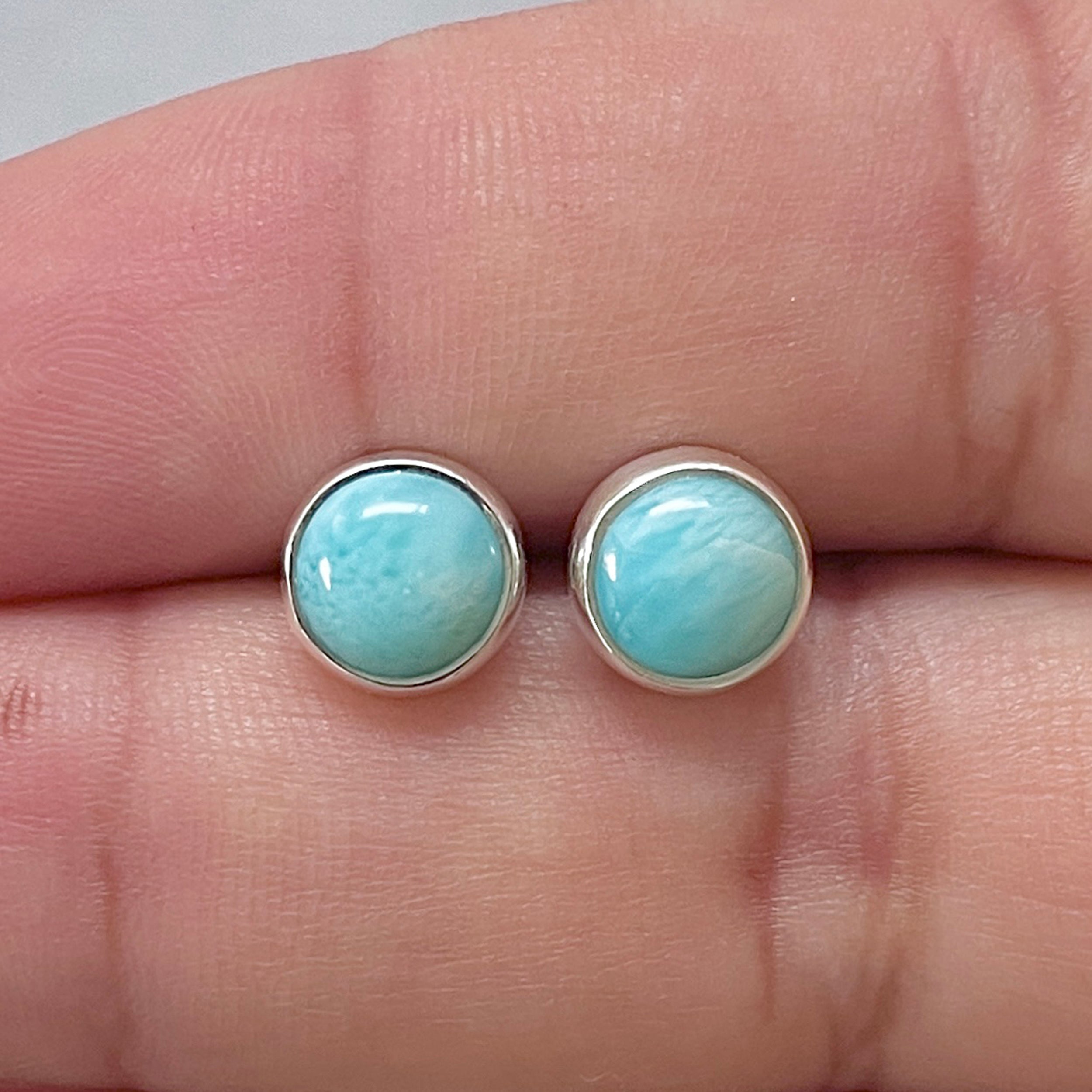 Larimar Stud Earring-(LAR-E-2872.)