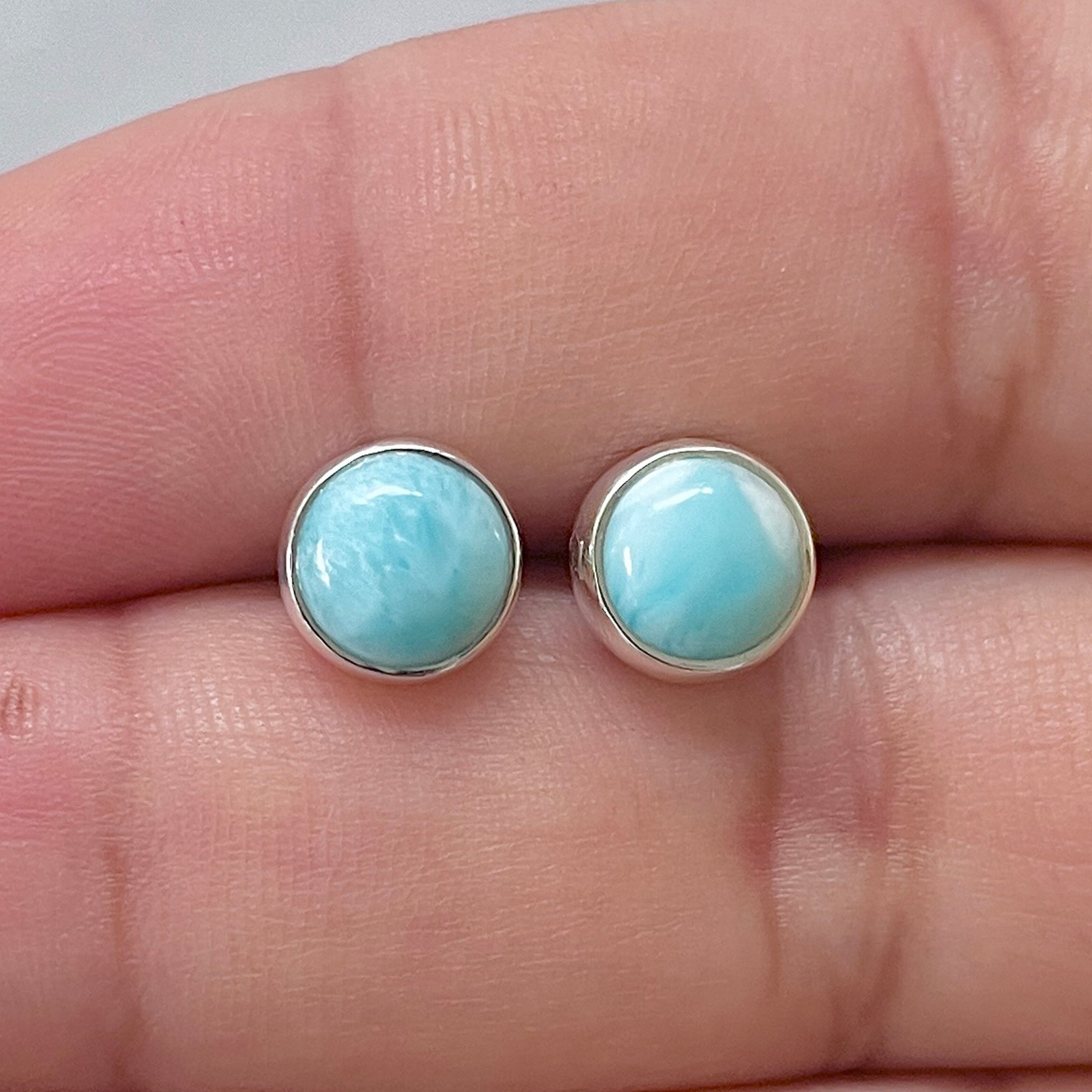 Larimar Stud Earring-(LAR-E-2874.)