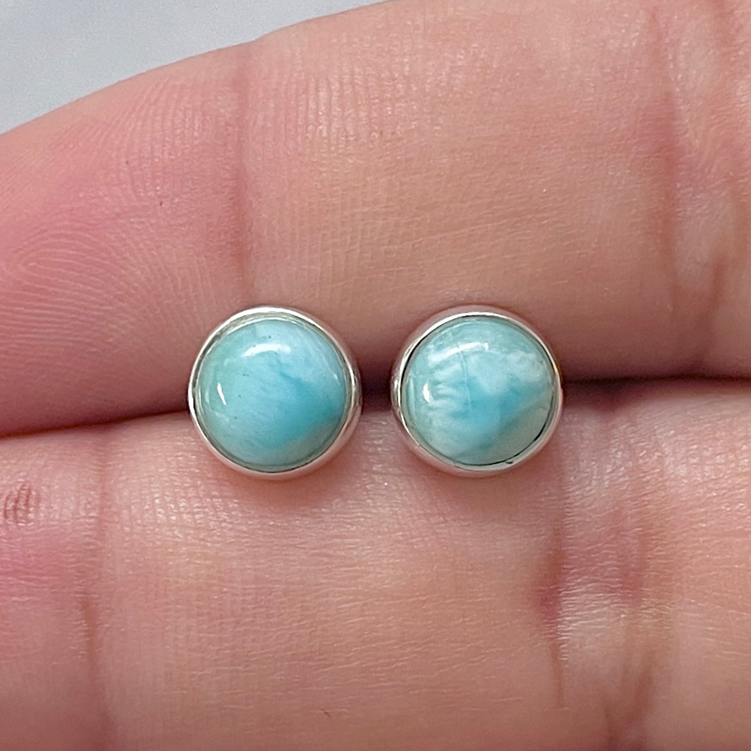 Larimar Stud Earring-(LAR-E-2875.)