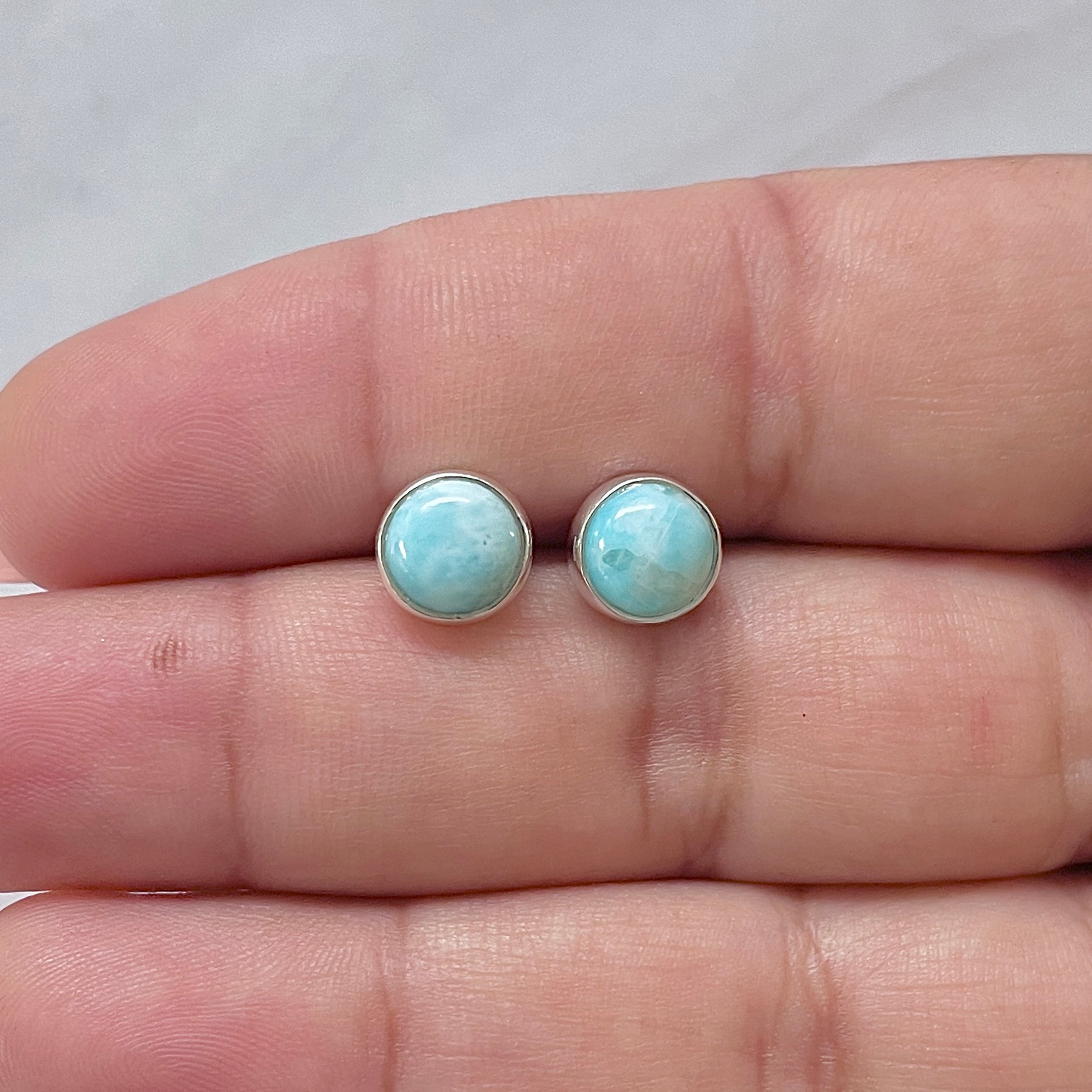 Larimar Stud Earring-(LAR-E-2876.)