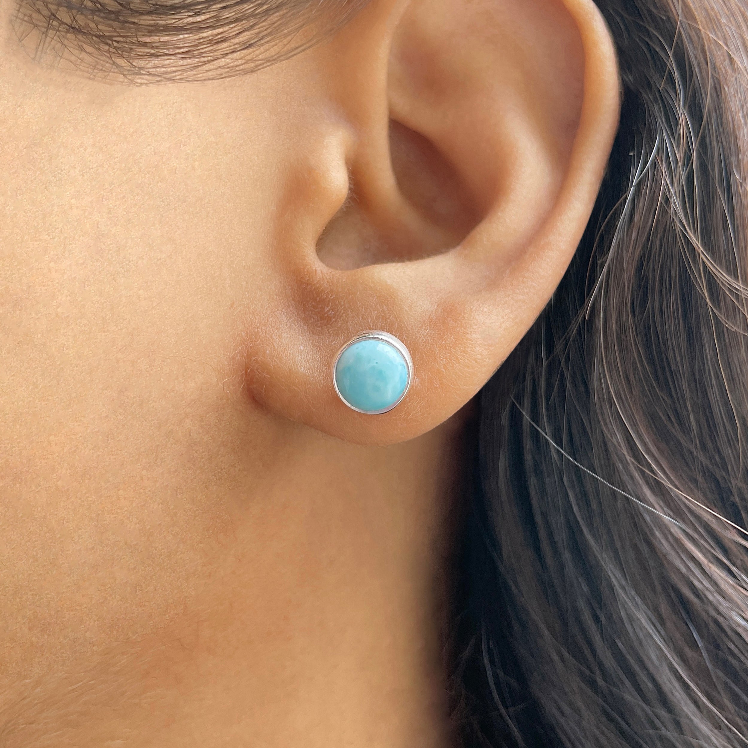 Larimar Stud Earring-(LAR-E-2876.)