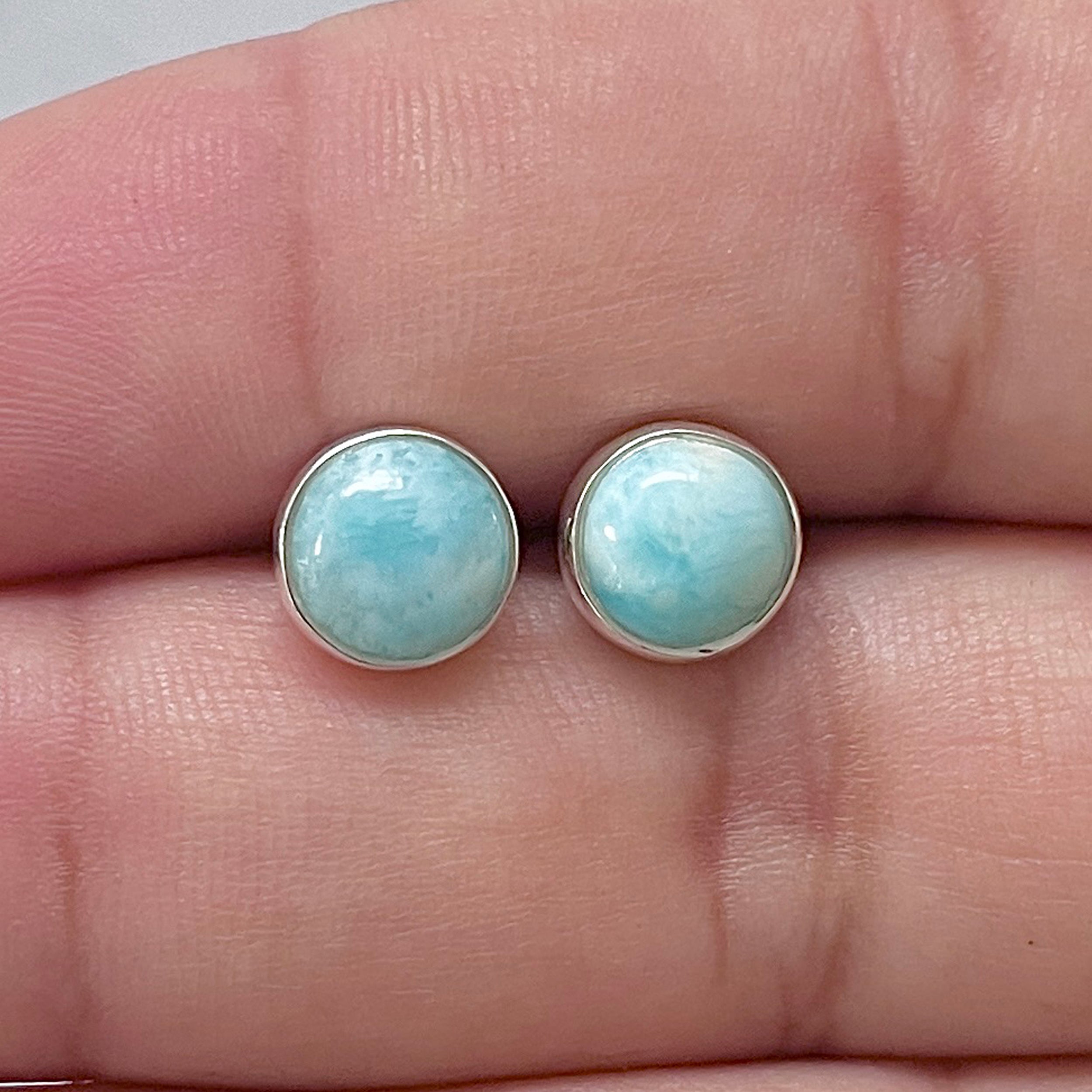 Larimar Stud Earring-(LAR-E-2877.)