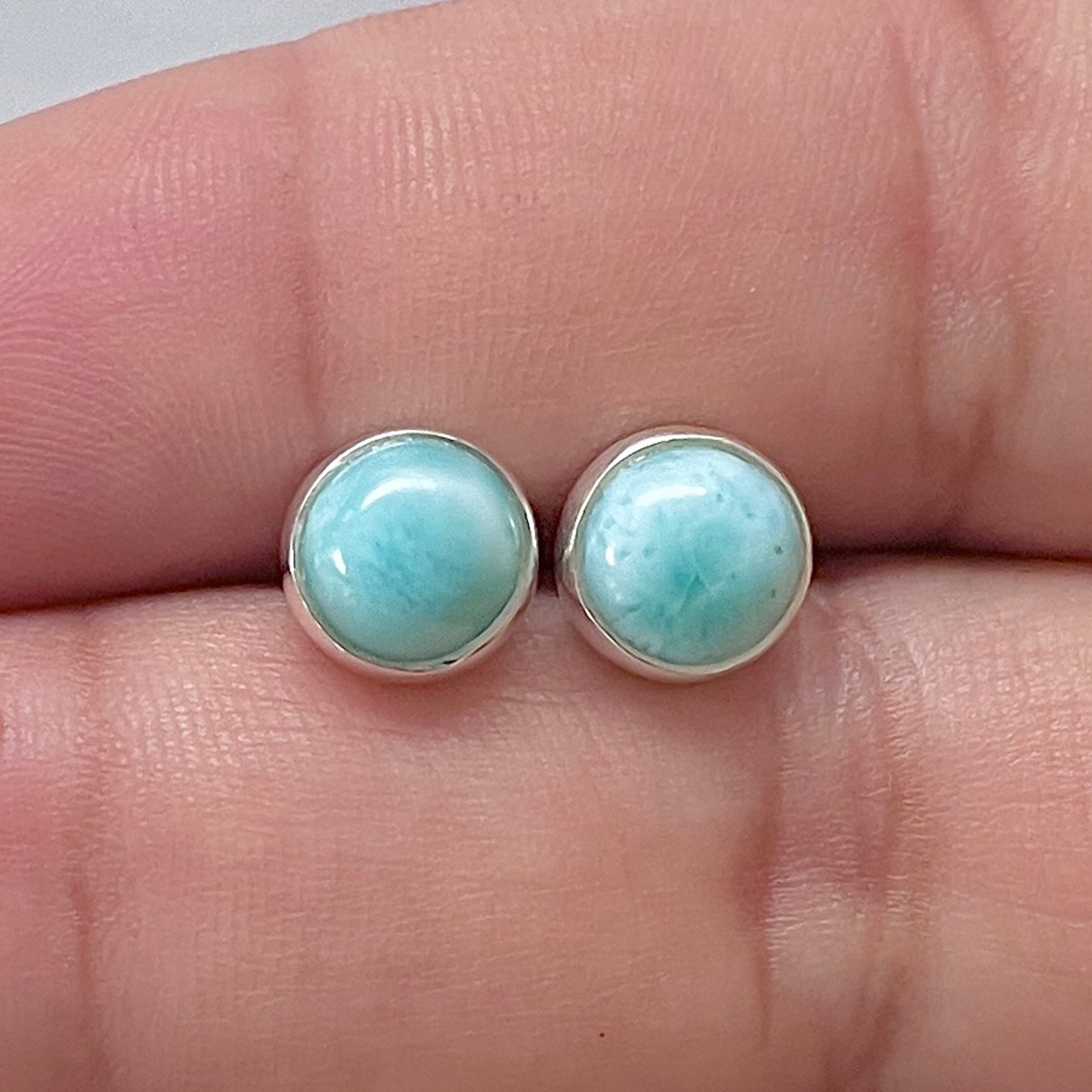 Larimar Stud Earring-(LAR-E-2878.)