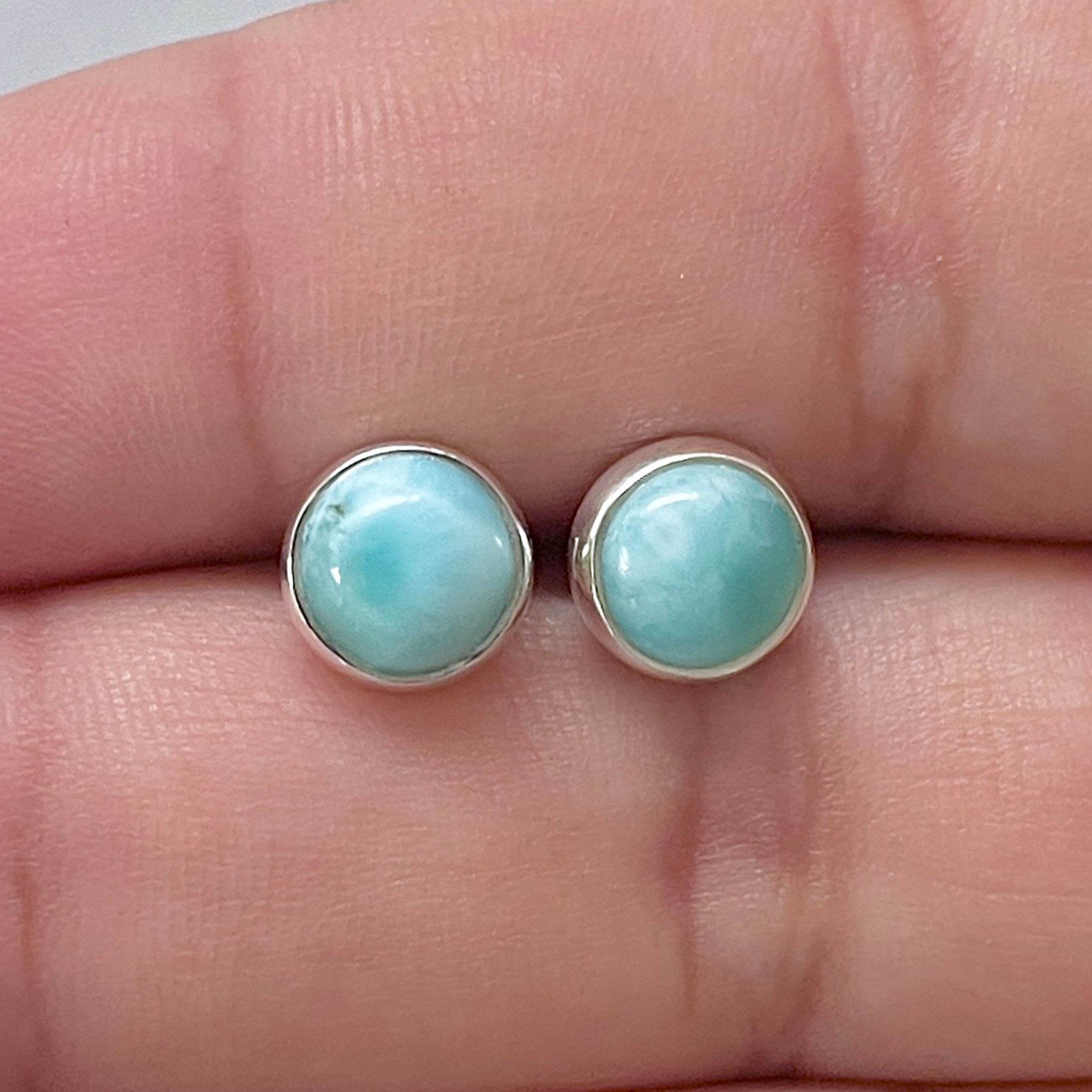 Larimar Stud Earring-(LAR-E-2879.)