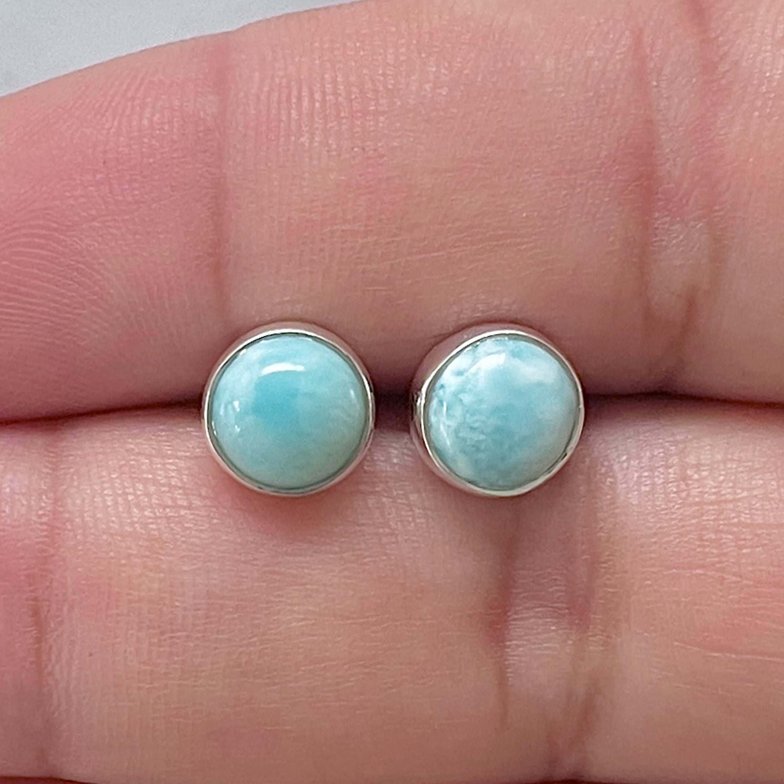 Larimar Stud Earring-(LAR-E-2881.)
