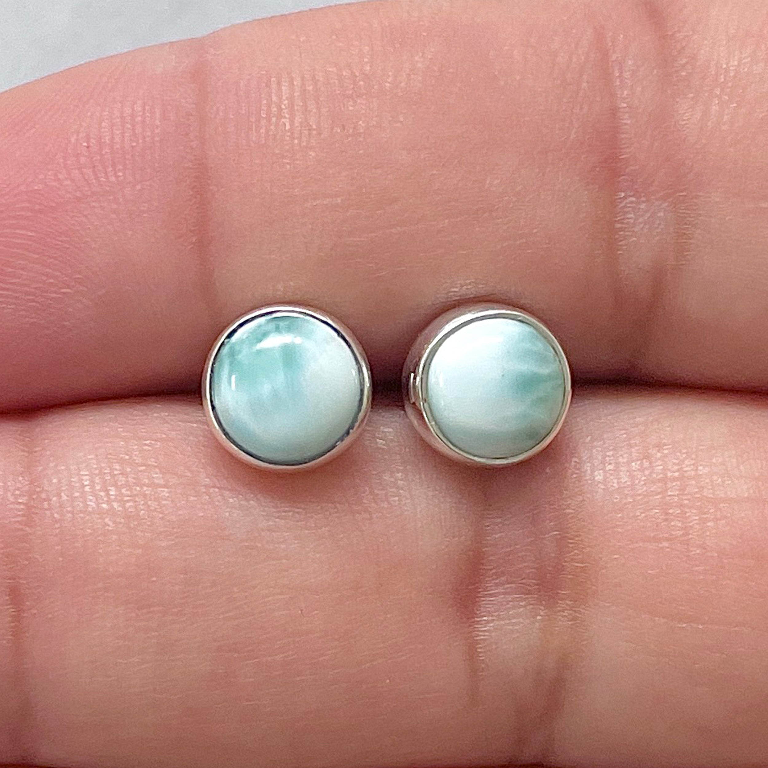Larimar Stud Earring-(LAR-E-2887.)