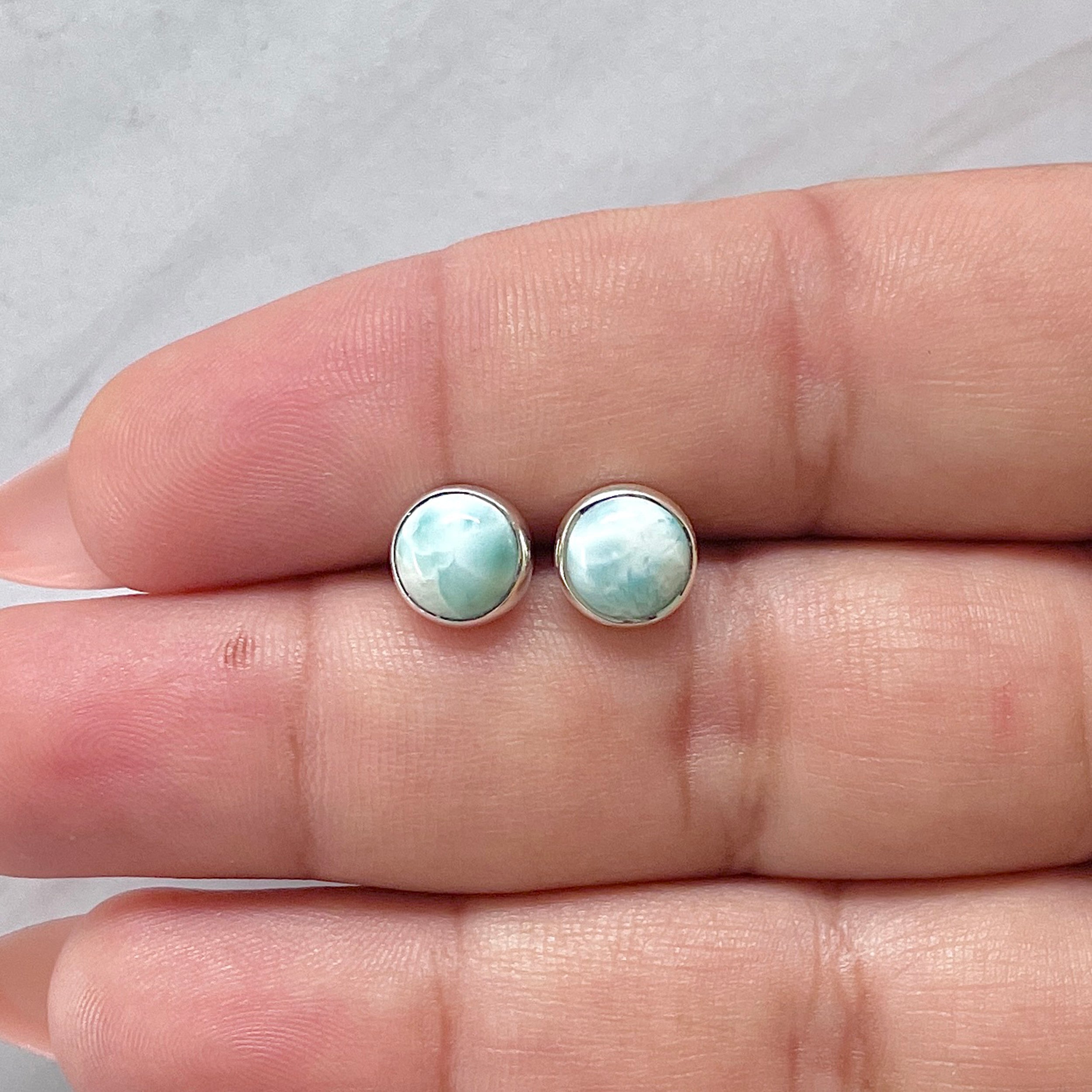 Larimar Stud Earring-(LAR-E-2888.)