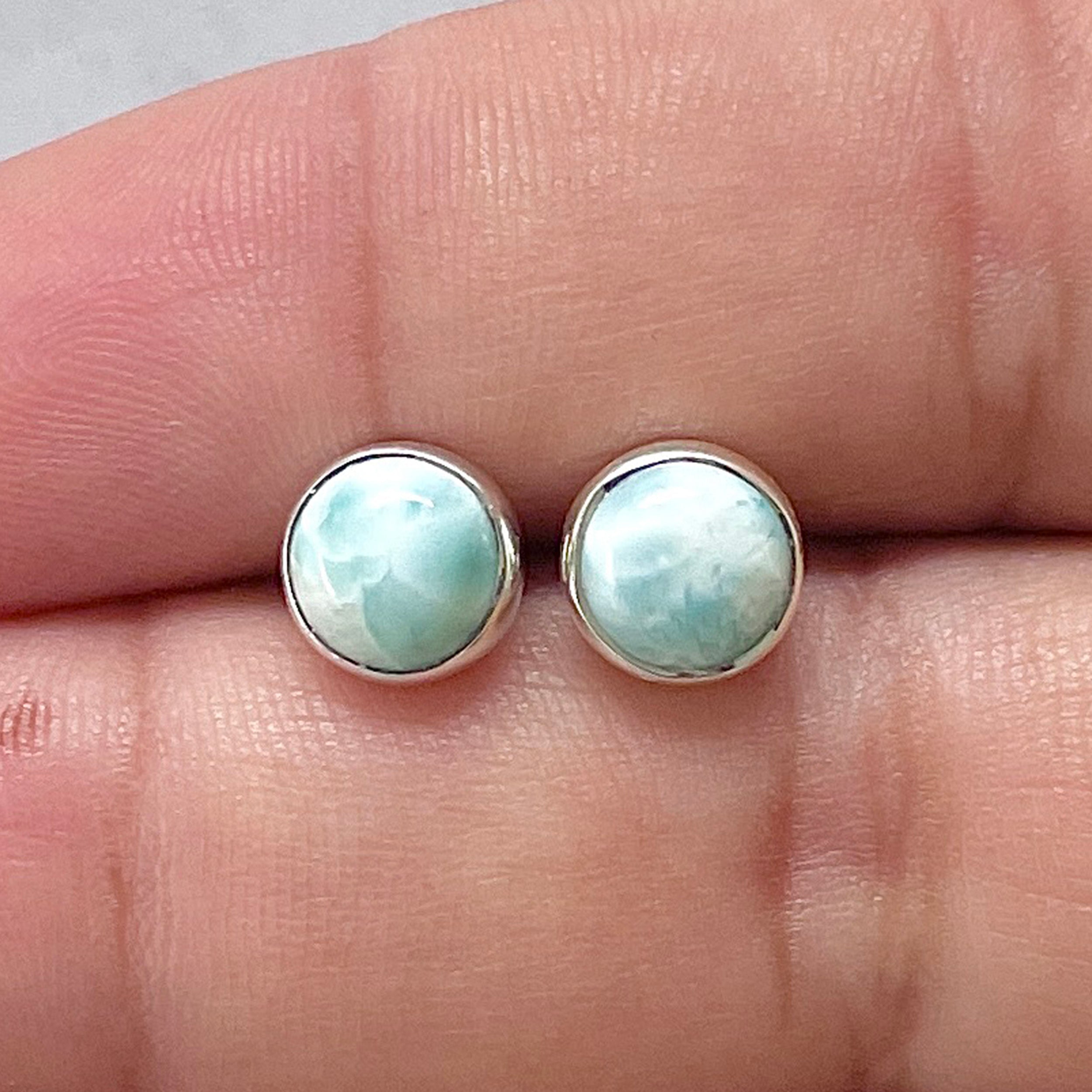 Larimar Stud Earring-(LAR-E-2888.)