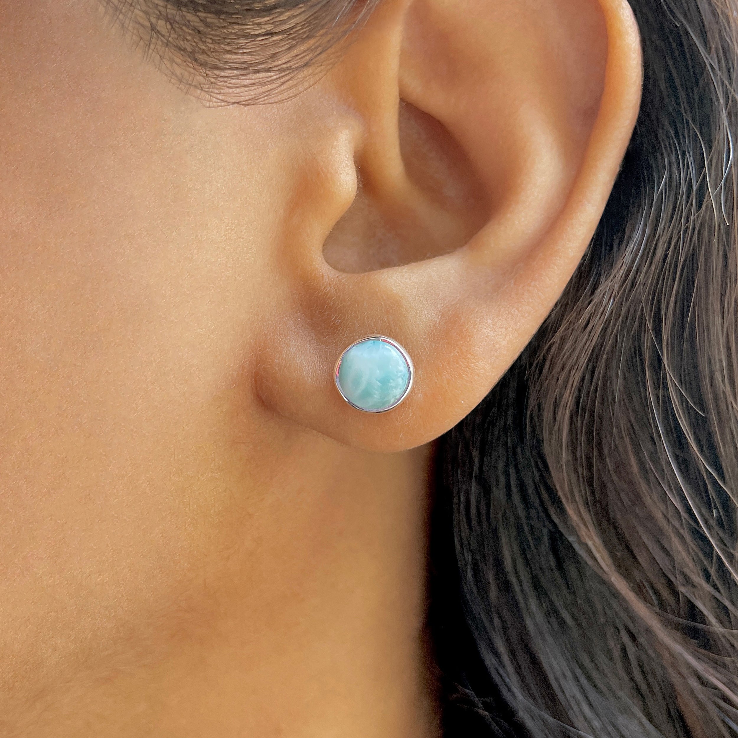 Larimar Stud Earring-(LAR-E-2888.)