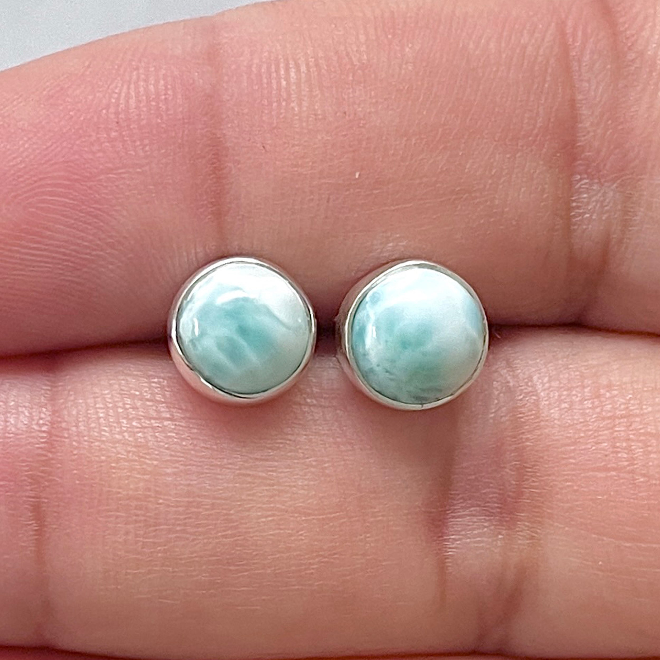 Larimar Stud Earring-(LAR-E-2890.)