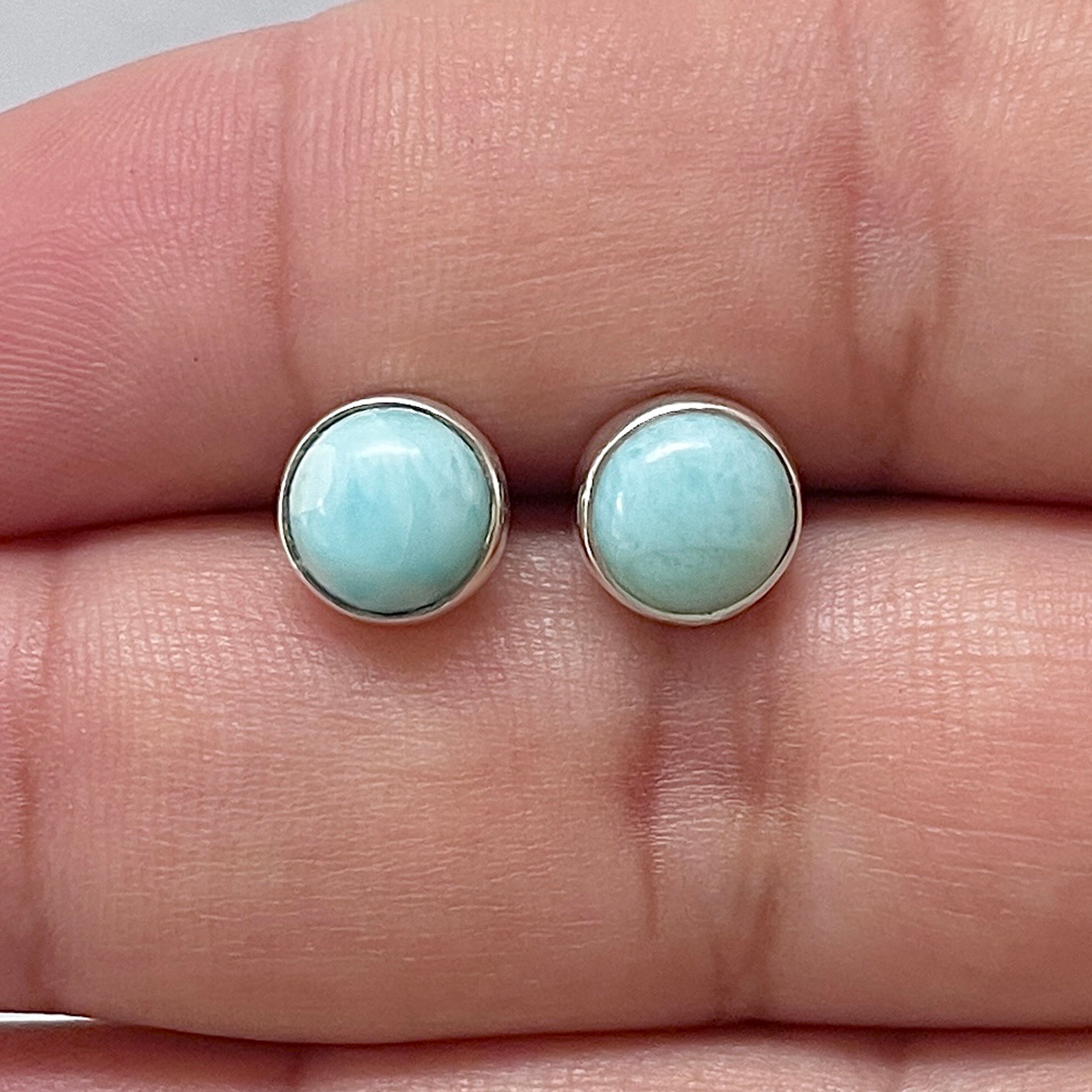 Larimar Stud Earring-(LAR-E-2894.)