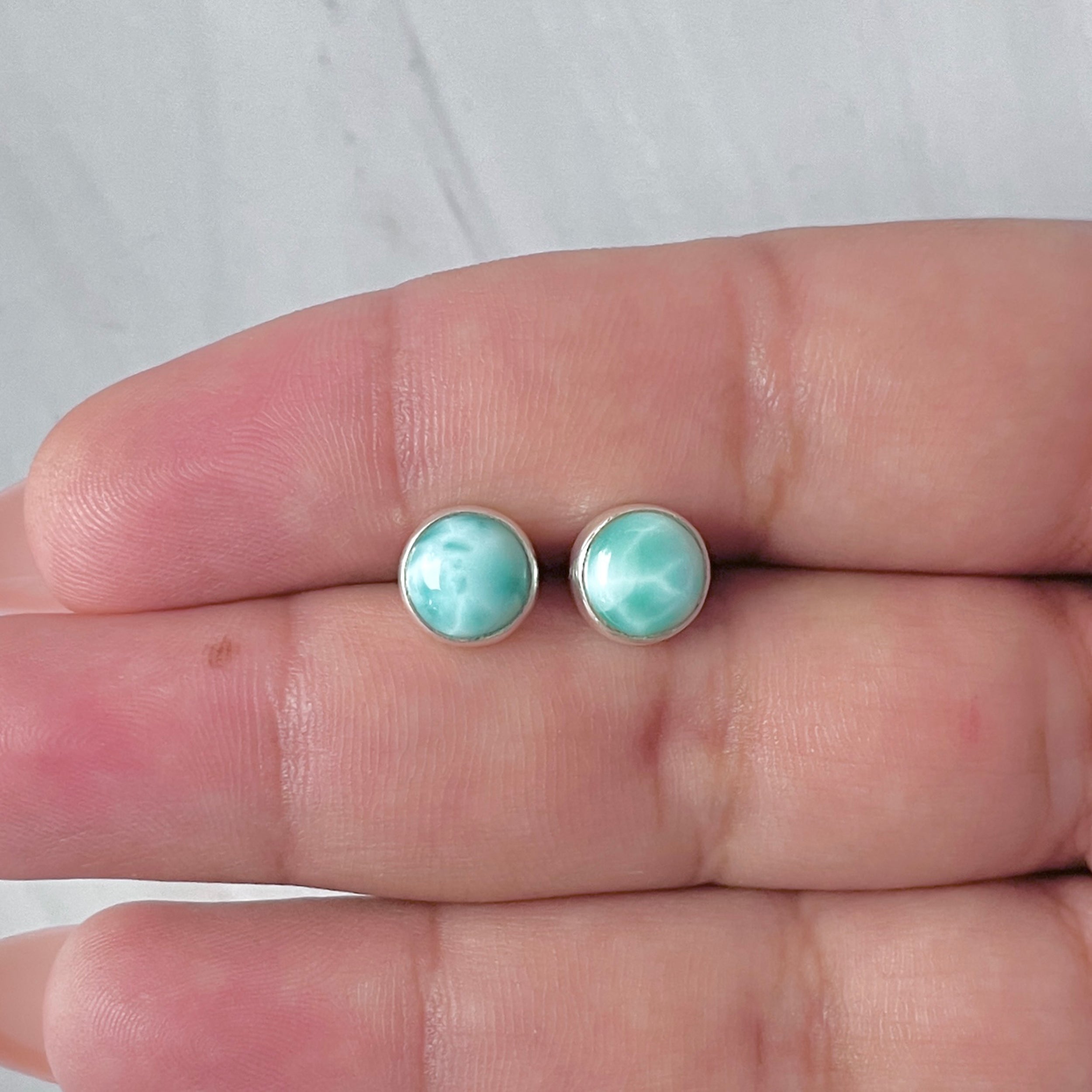 Larimar Stud Earring-(LAR-E-2902.)