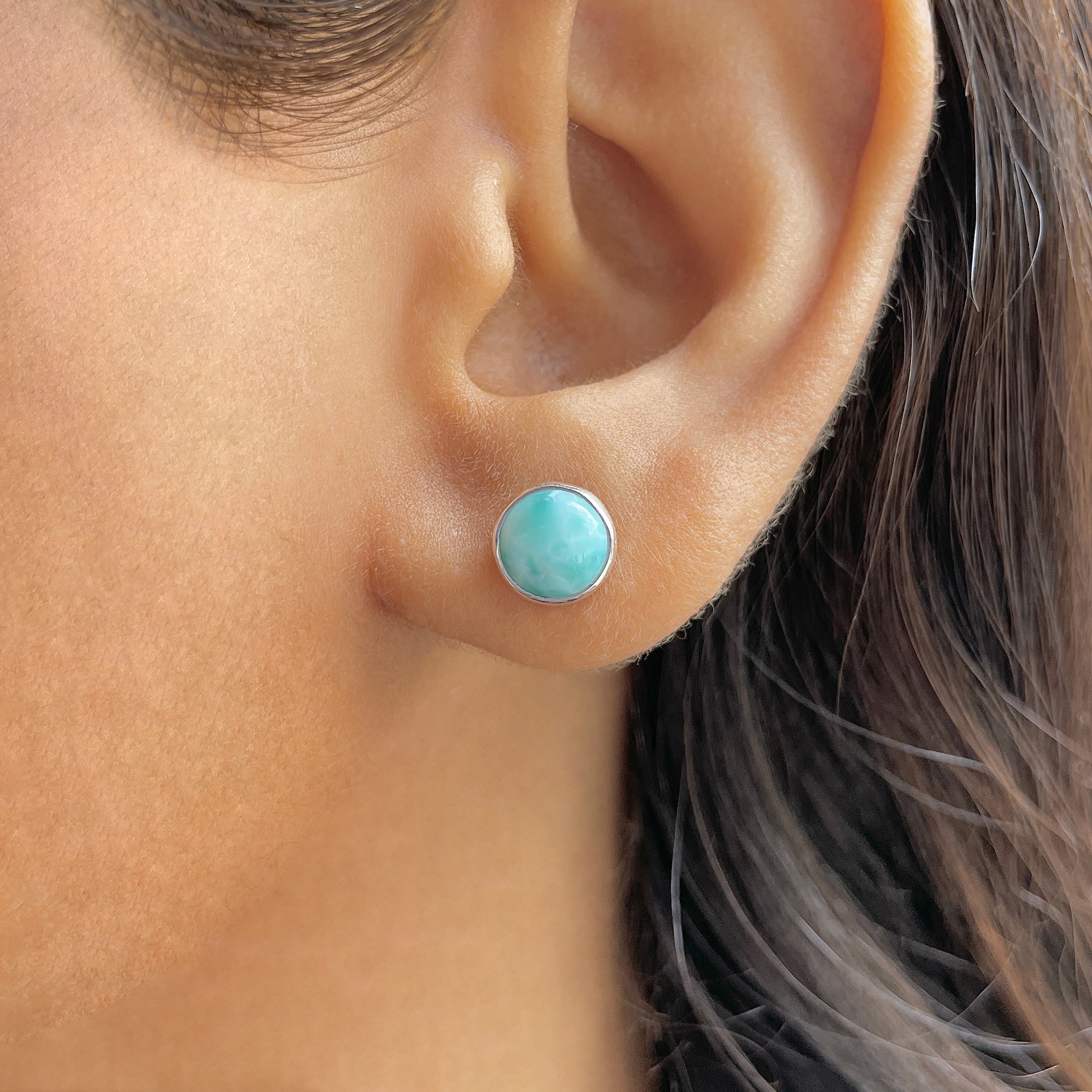 Larimar Stud Earring-(LAR-E-2902.)