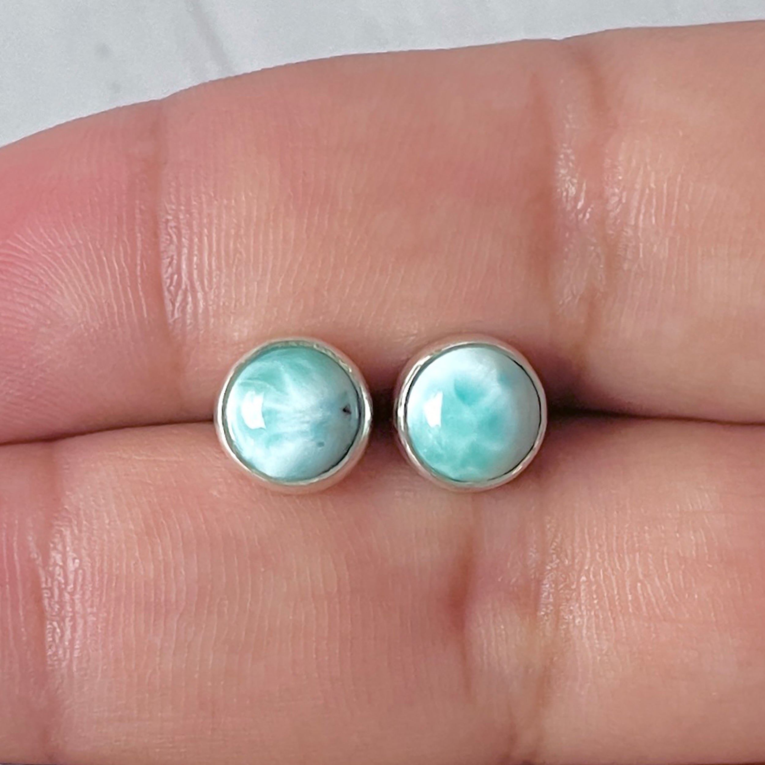 Larimar Stud Earring-(LAR-E-2911.)