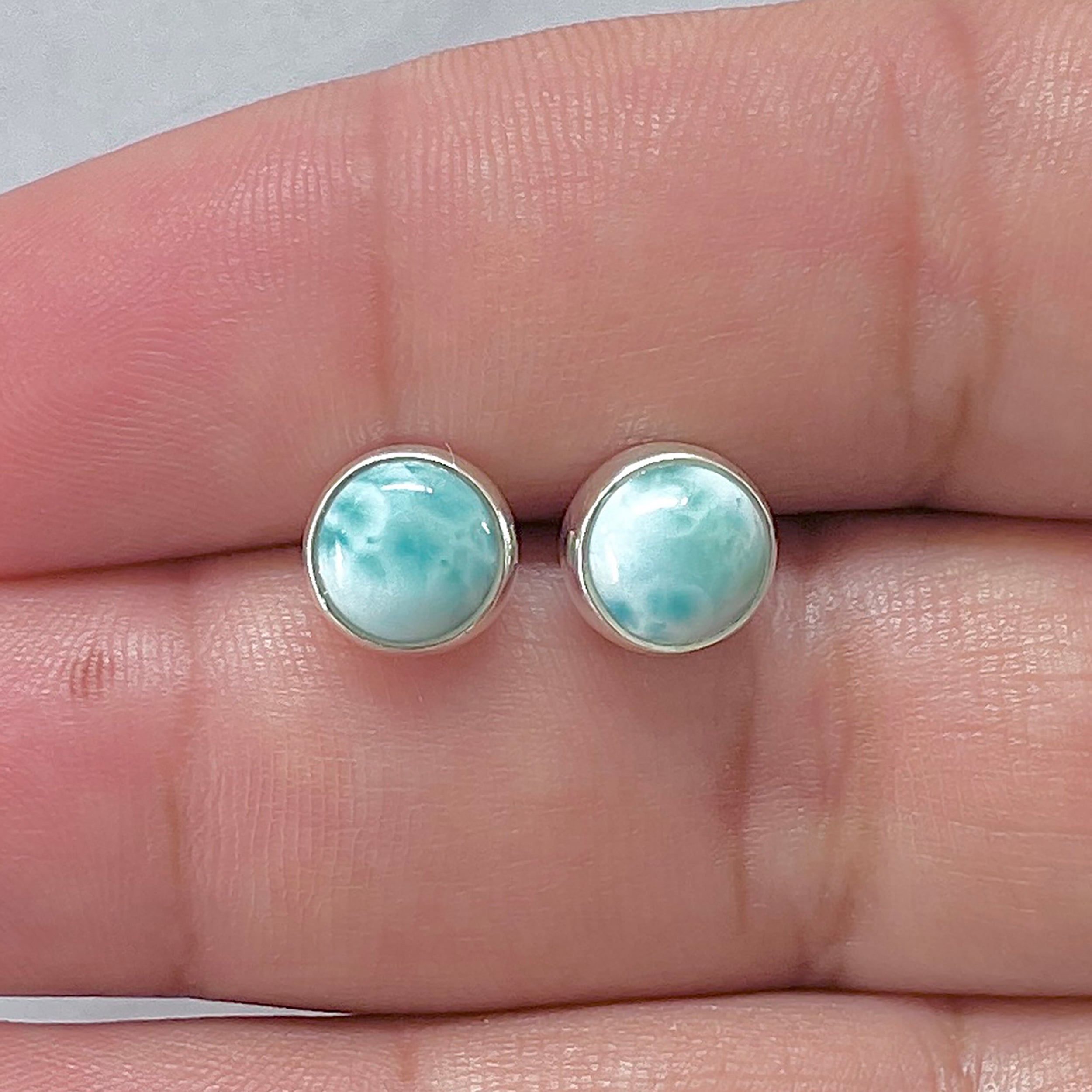 Larimar Stud Earring-(LAR-E-2914.)