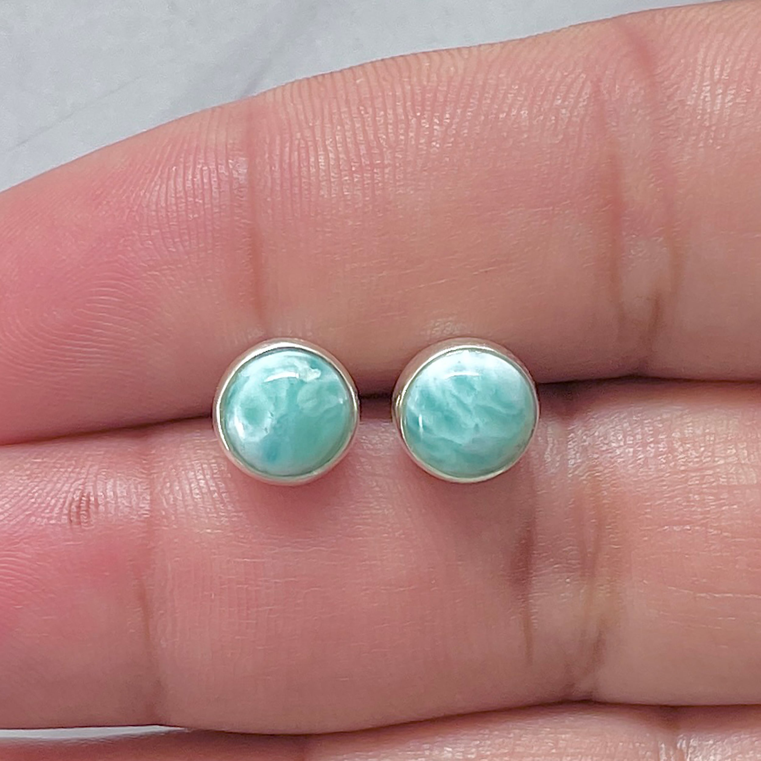 Larimar Stud Earring-(LAR-E-2915.)