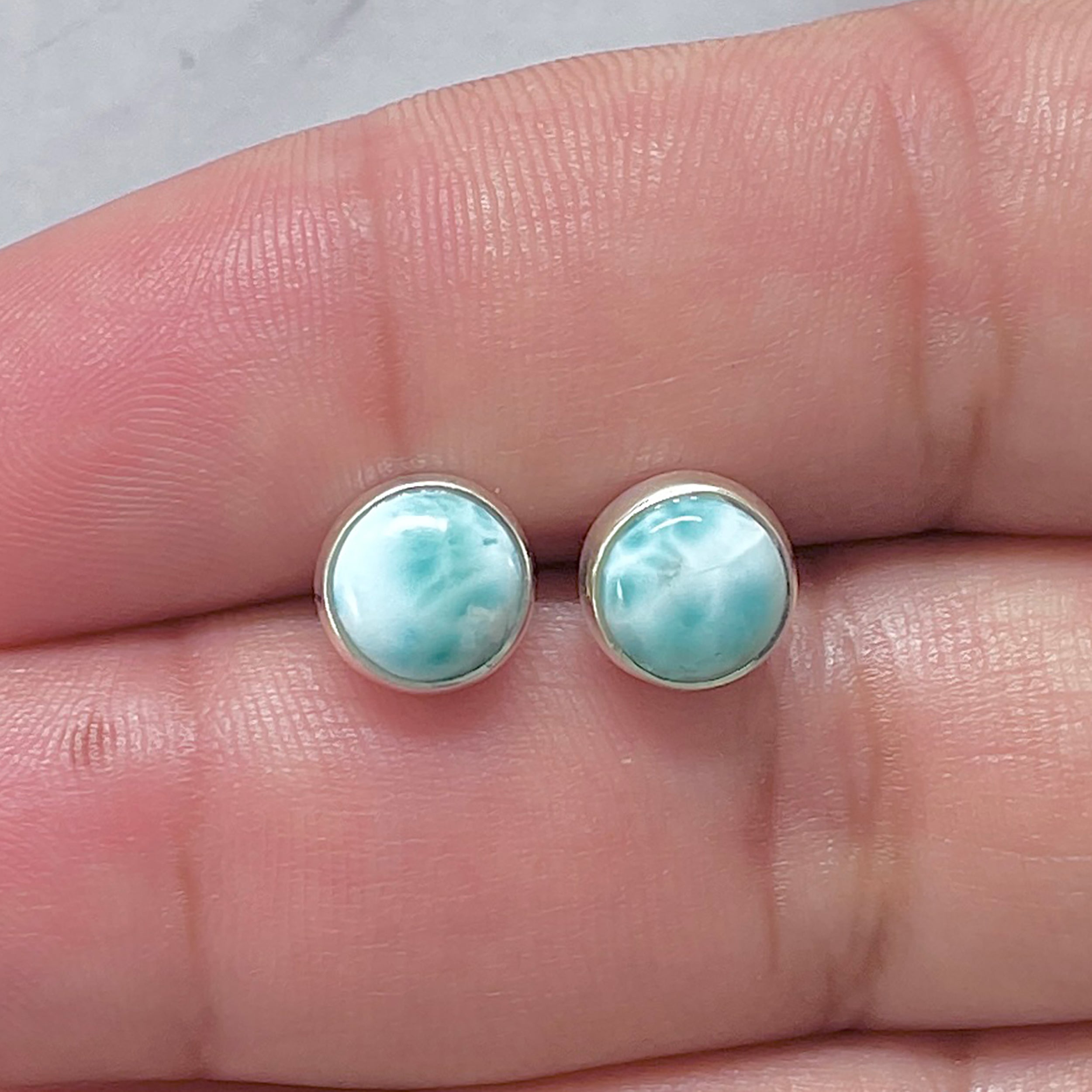 Larimar Stud Earring-(LAR-E-2916.)