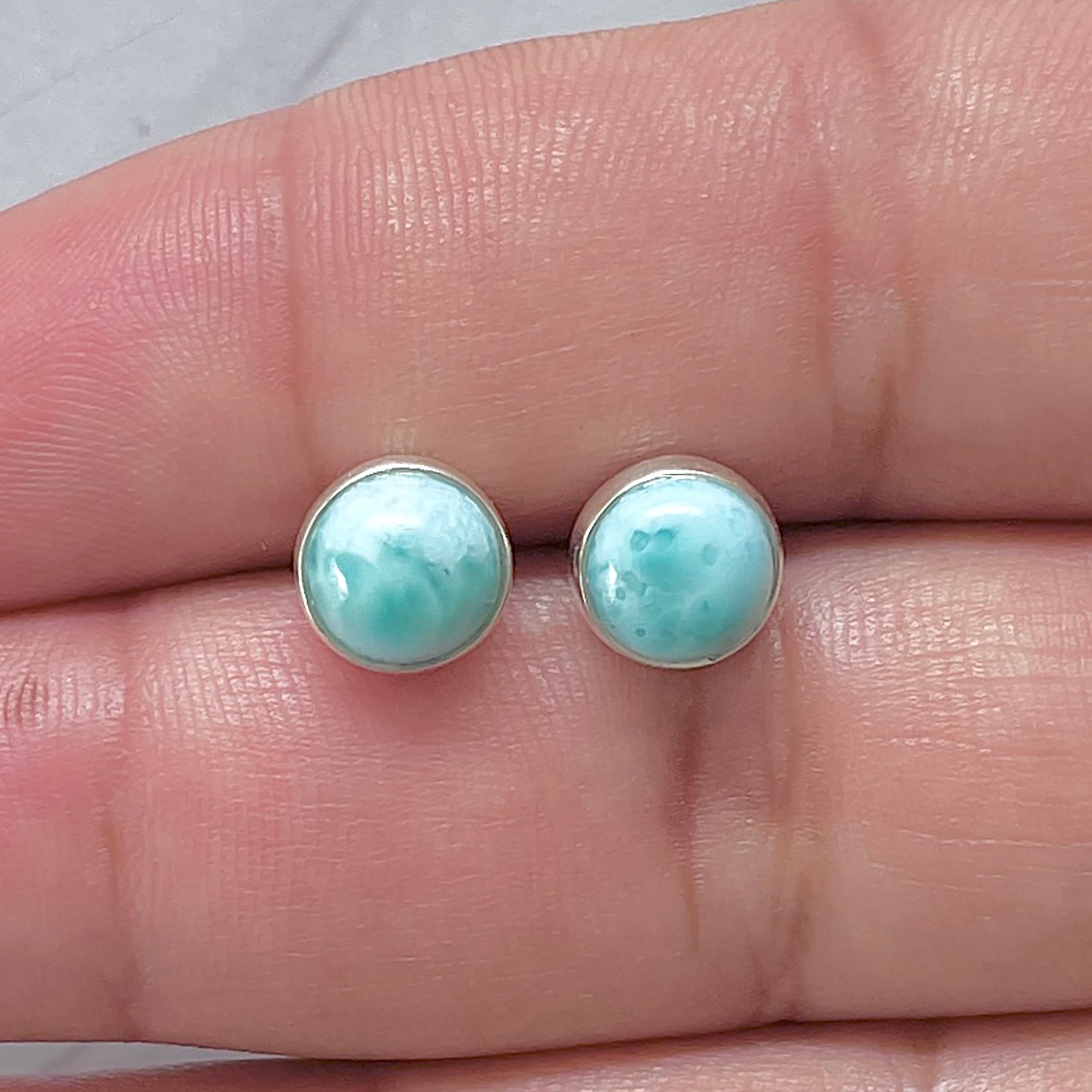 Larimar Stud Earring-(LAR-E-2917.)