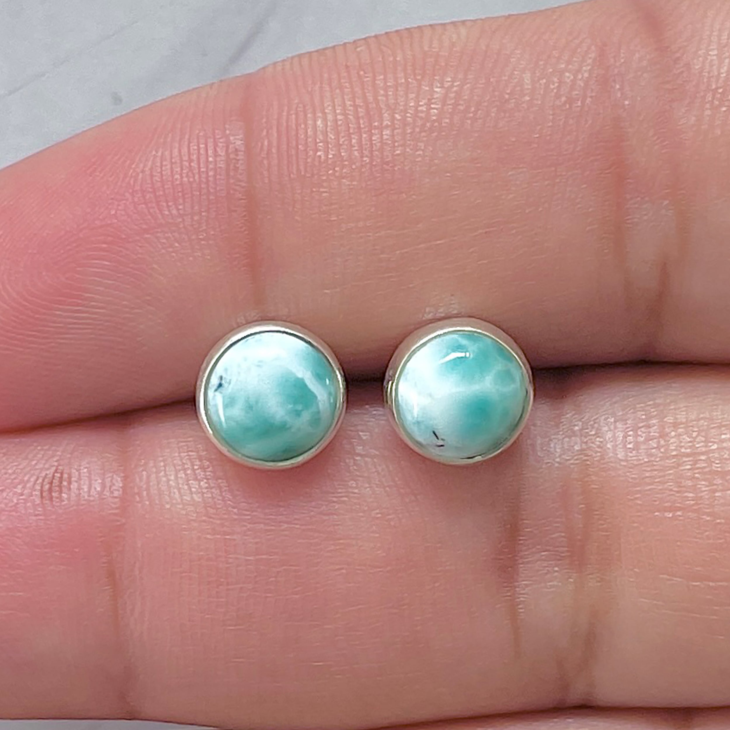 Larimar Stud Earring-(LAR-E-2918.)
