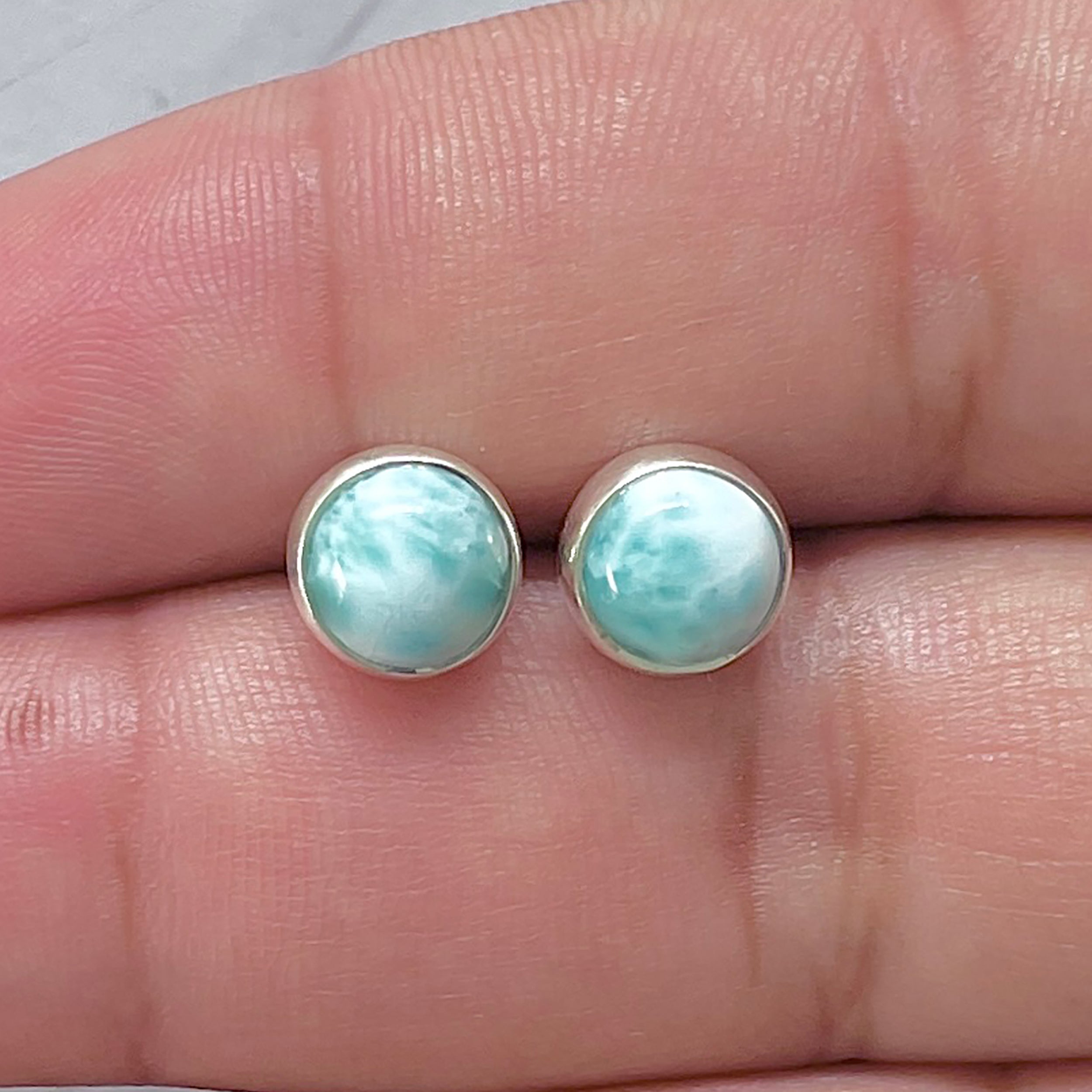 Larimar Stud Earring-(LAR-E-2919.)