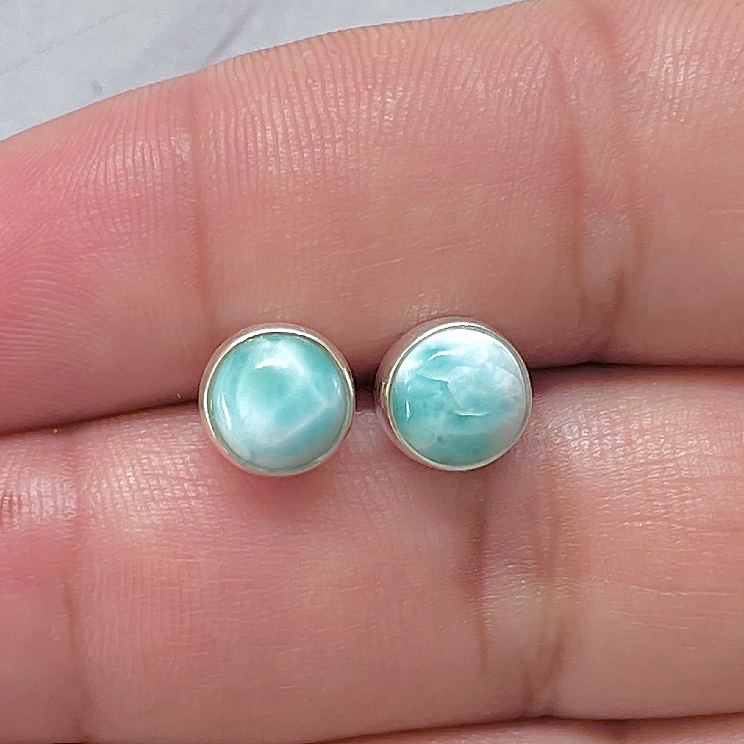 Larimar Stud Earring-(LAR-E-2920.)