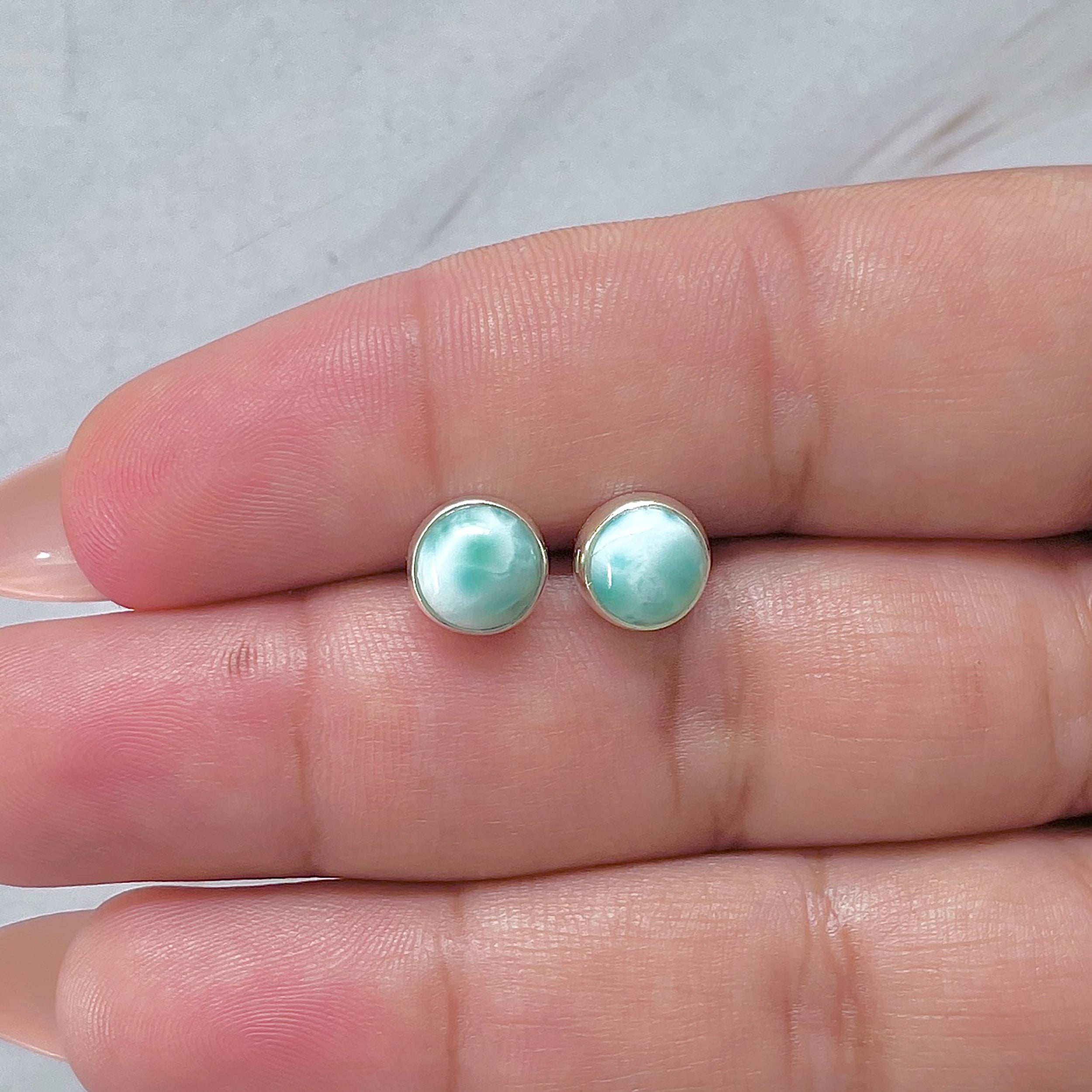 Larimar Stud Earring-(LAR-E-2921.)