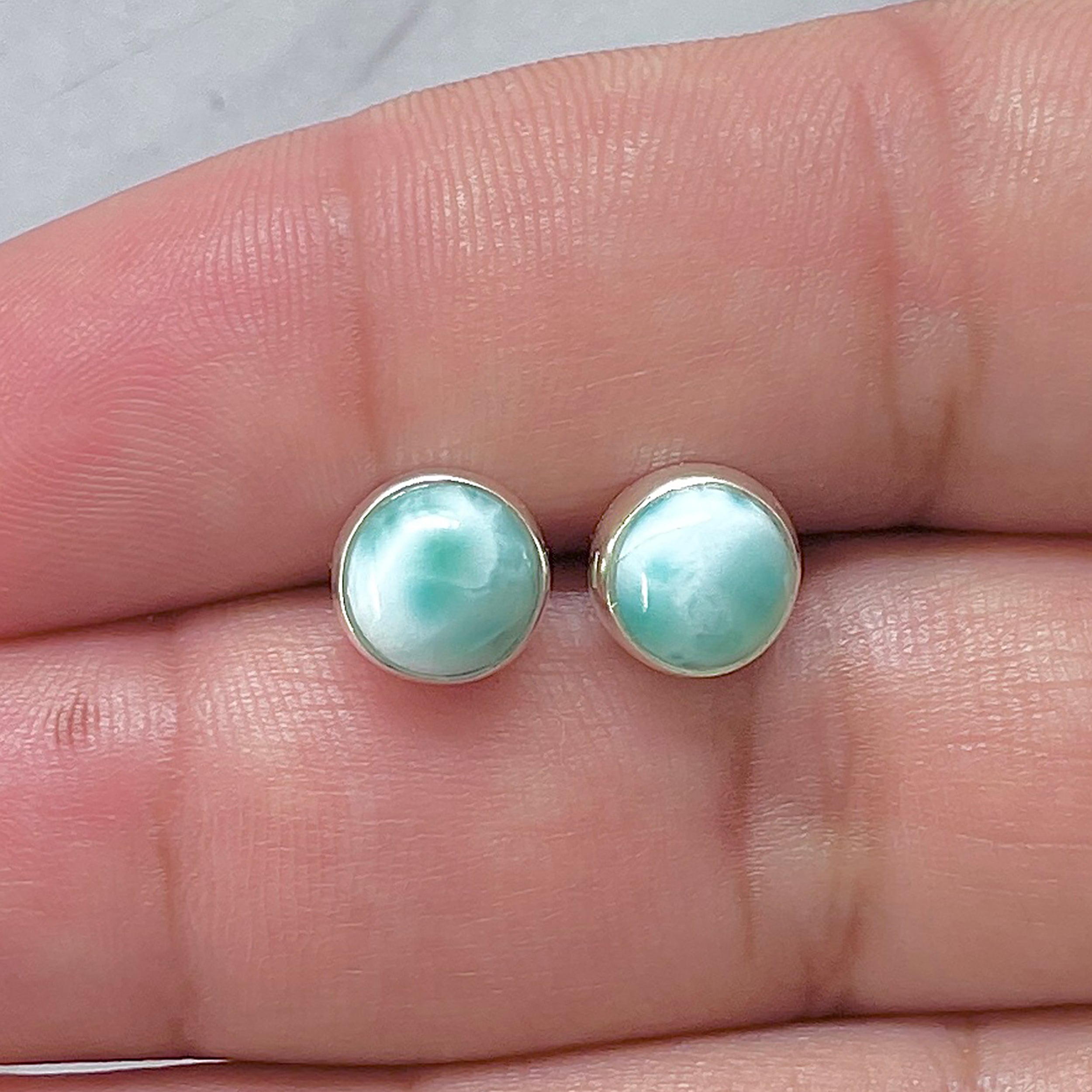 Larimar Stud Earring-(LAR-E-2921.)