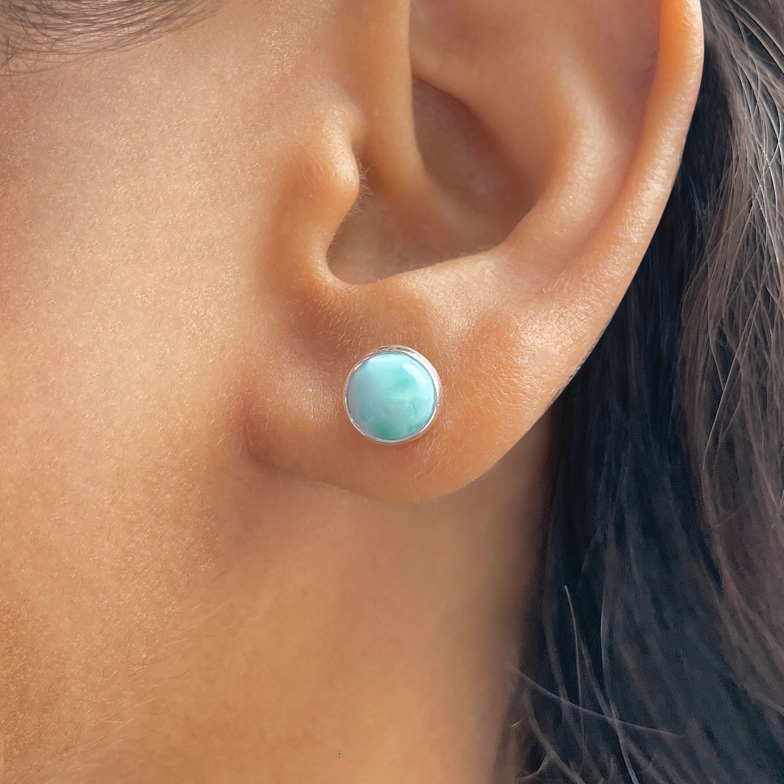 Larimar Stud Earring-(LAR-E-2921.)