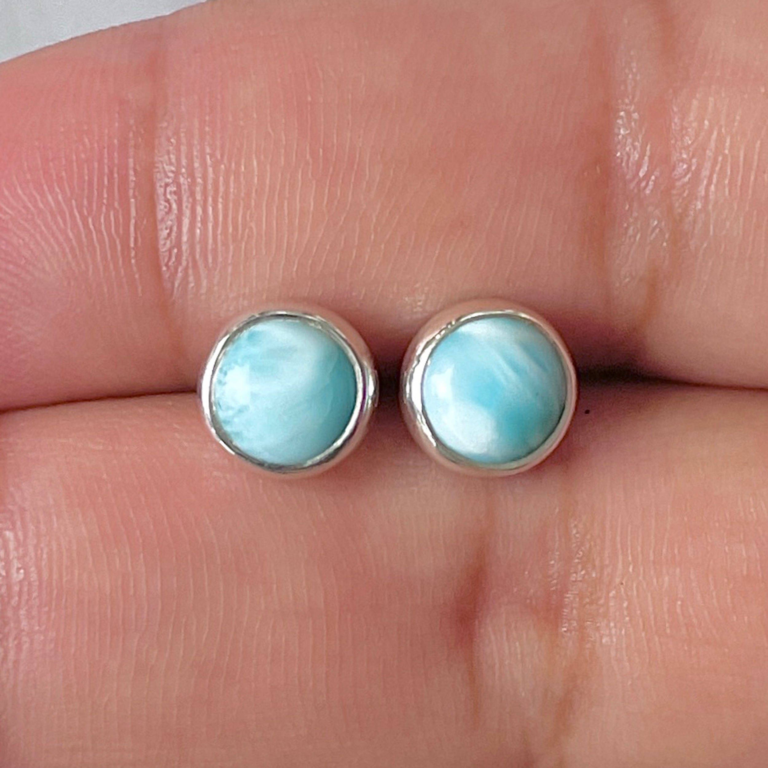Larimar Stud Earring-(LAR-E-2924.)