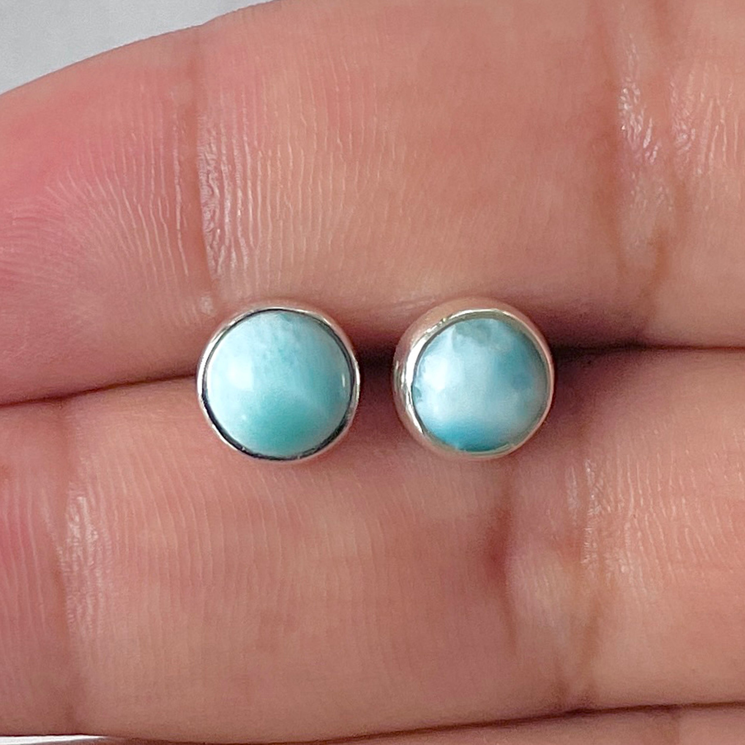 Larimar Stud Earring-(LAR-E-2927.)