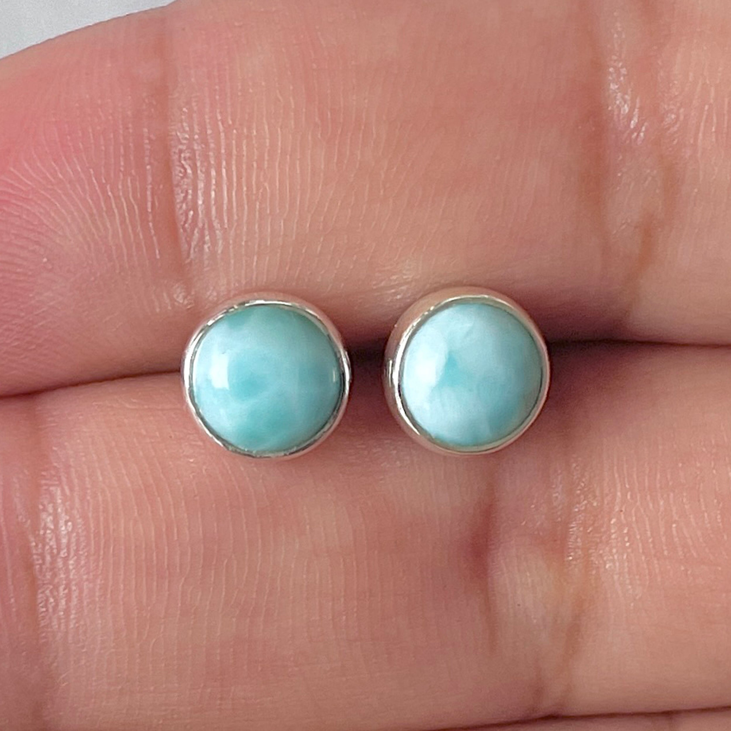 Larimar Stud Earring-(LAR-E-2929.)